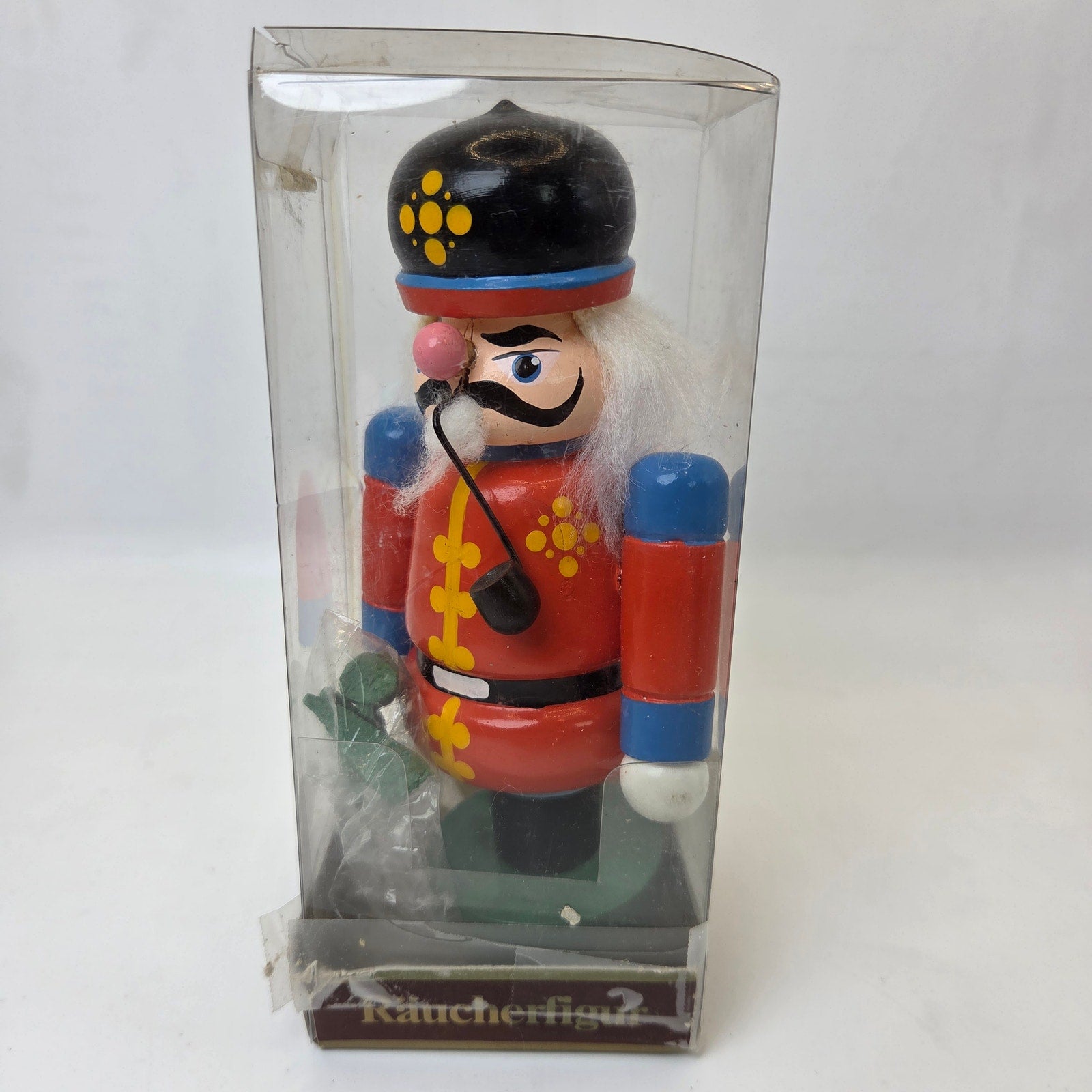 Vintage German Räucherfigur Wooden Incense Smoker Soldier with Pipe 6"