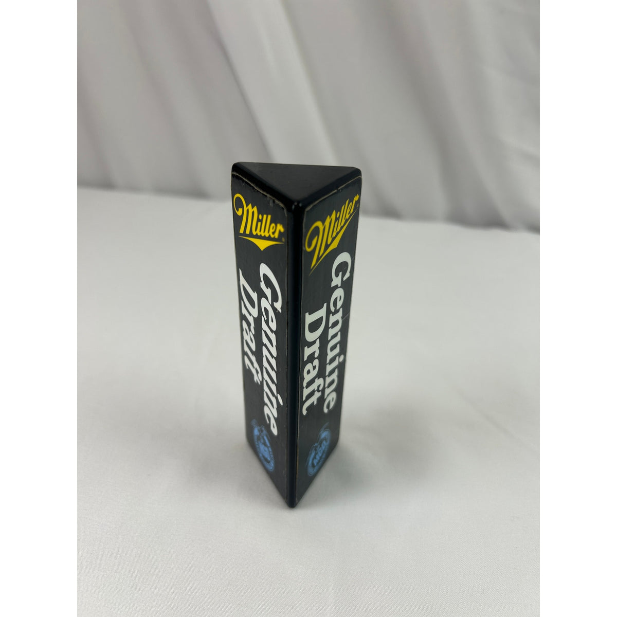 Miller Genuine Draft MGD Beer Tap Handle Black Triangle 3 Sided Breweriana 5in