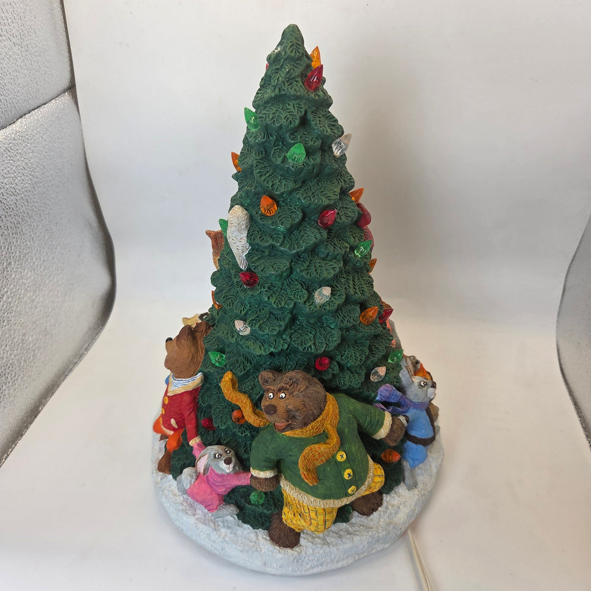 Handmade Ceramic Woodland Animal Christmas Tree Lighted Decor Rosemary 1990