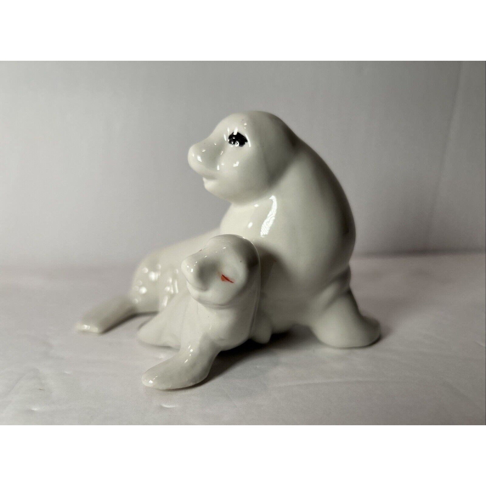 Eden's Bliss Porcelain Sea Lion Mother & Baby Pup Figurine Made in Japan