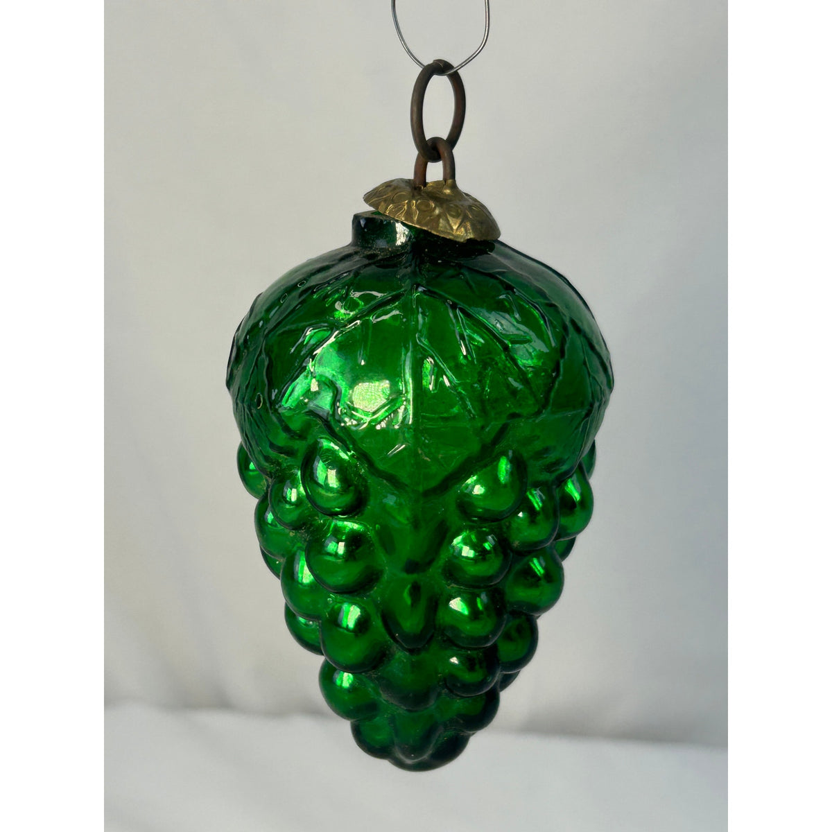 Antique 1800s German Kugel Green Grape Cluster Glass Christmas Ornament 4"