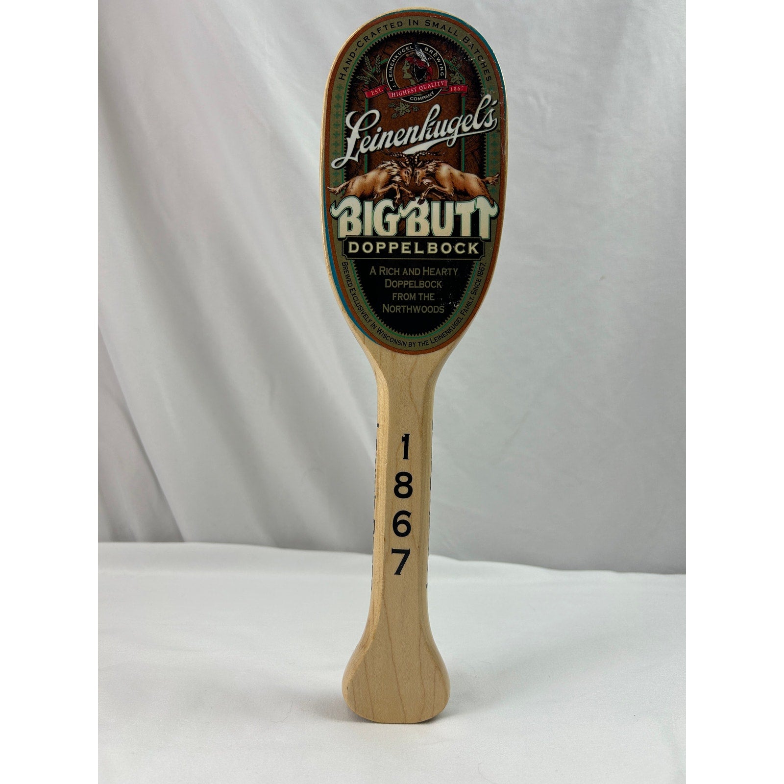 Leinenkugel's Big Butt Doppelbock Wood Beer Tap Handle Vintage 12 Inch