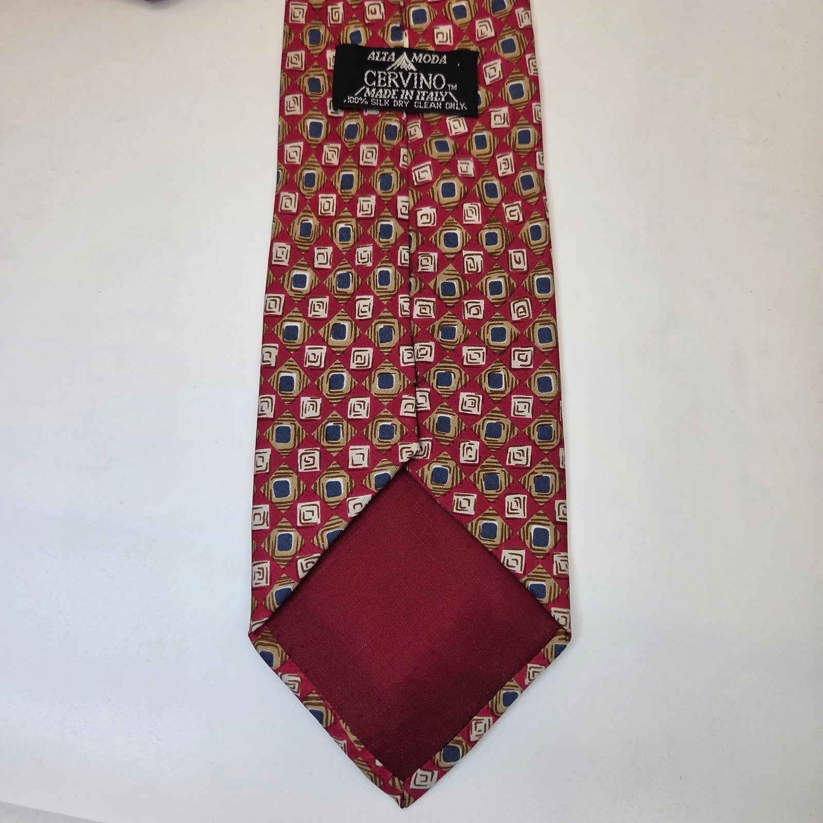 Alta Moda Cervino Italy Silk Geometric Necktie Wide Vintage Mens Tie Vintage