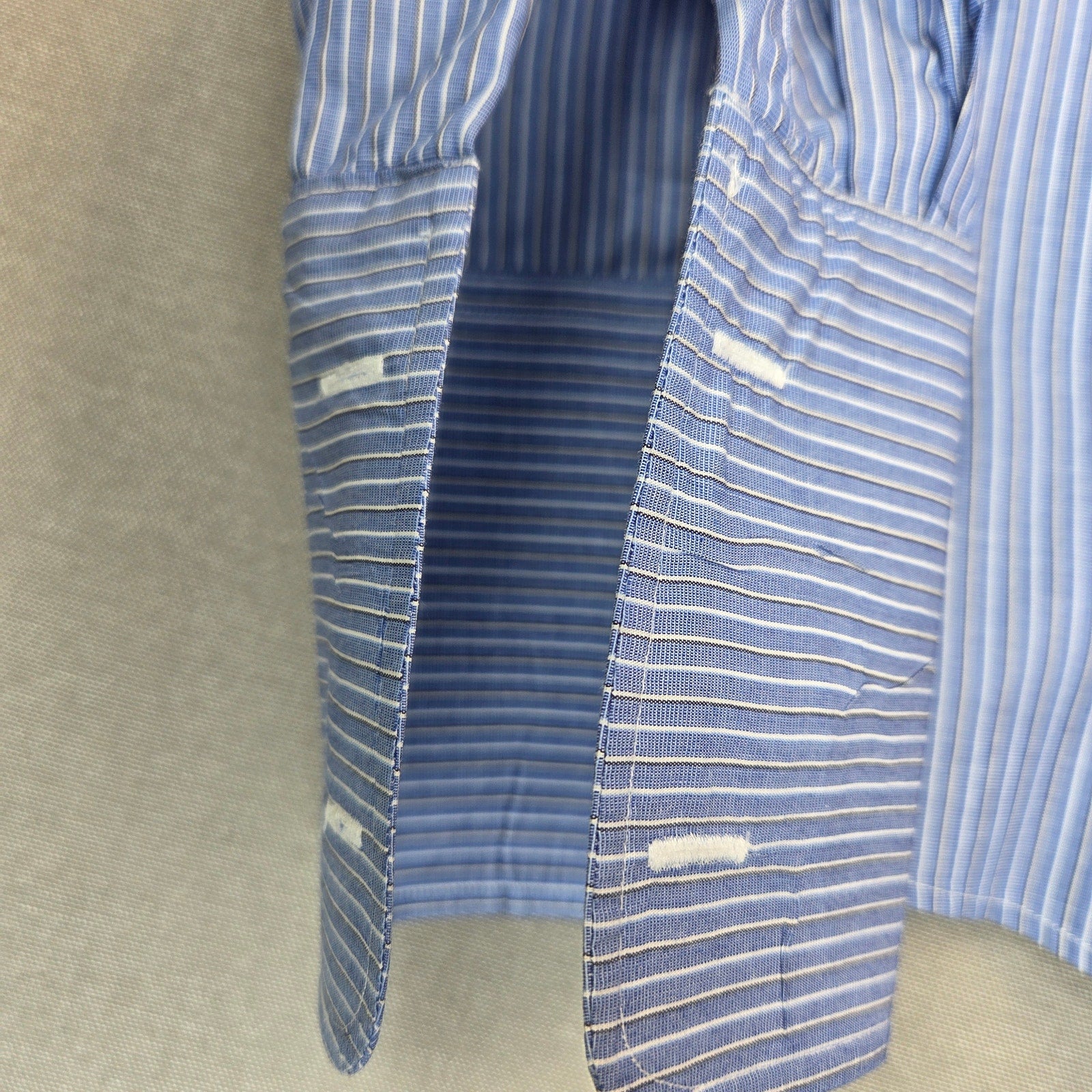 Giorgio Armani Le Collezioni Blue Stripe French Cuff Dress Shirt 17 34/35