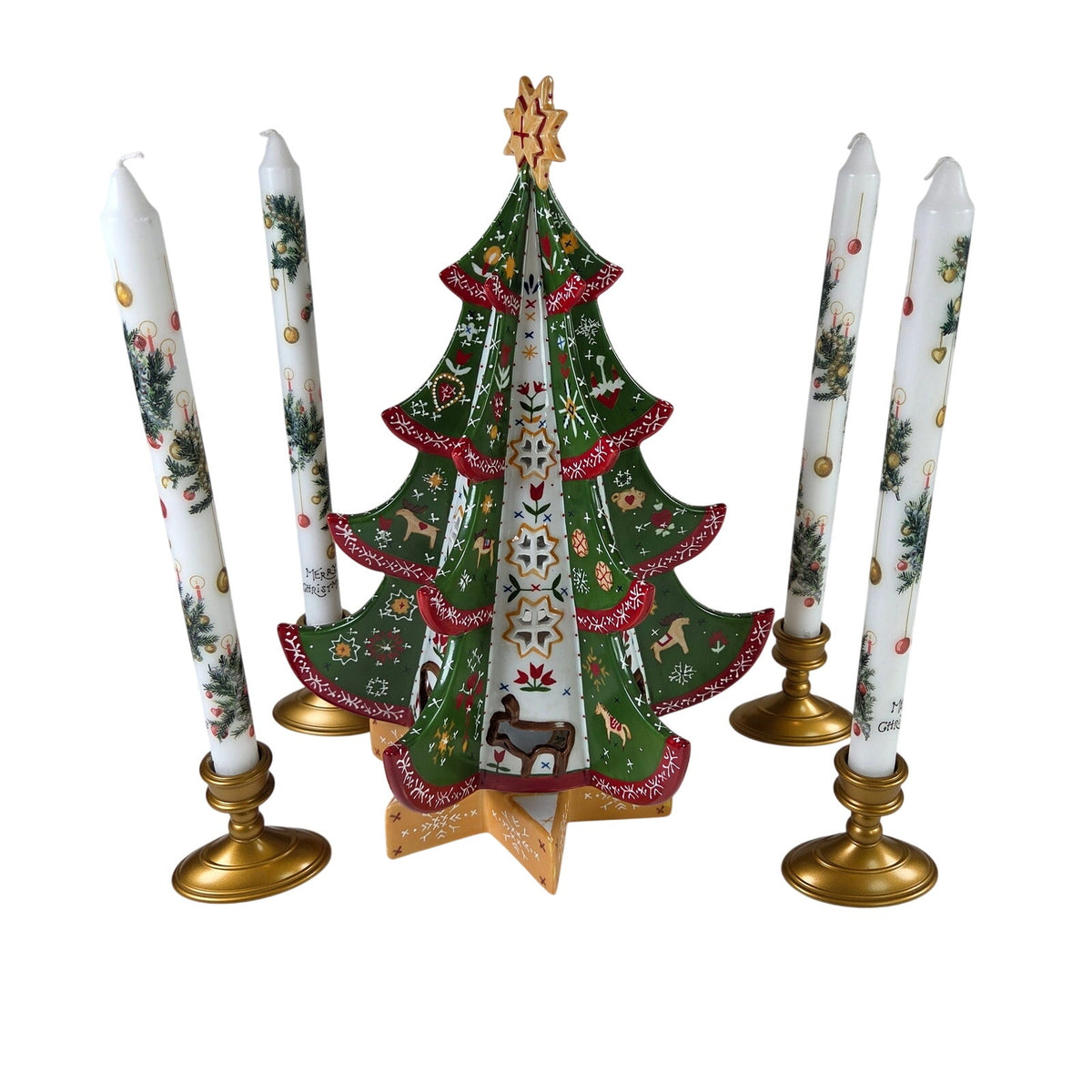 Villeroy & Boch 2004 Scandinavian Christmas Tree Tealight Holder Set Rare