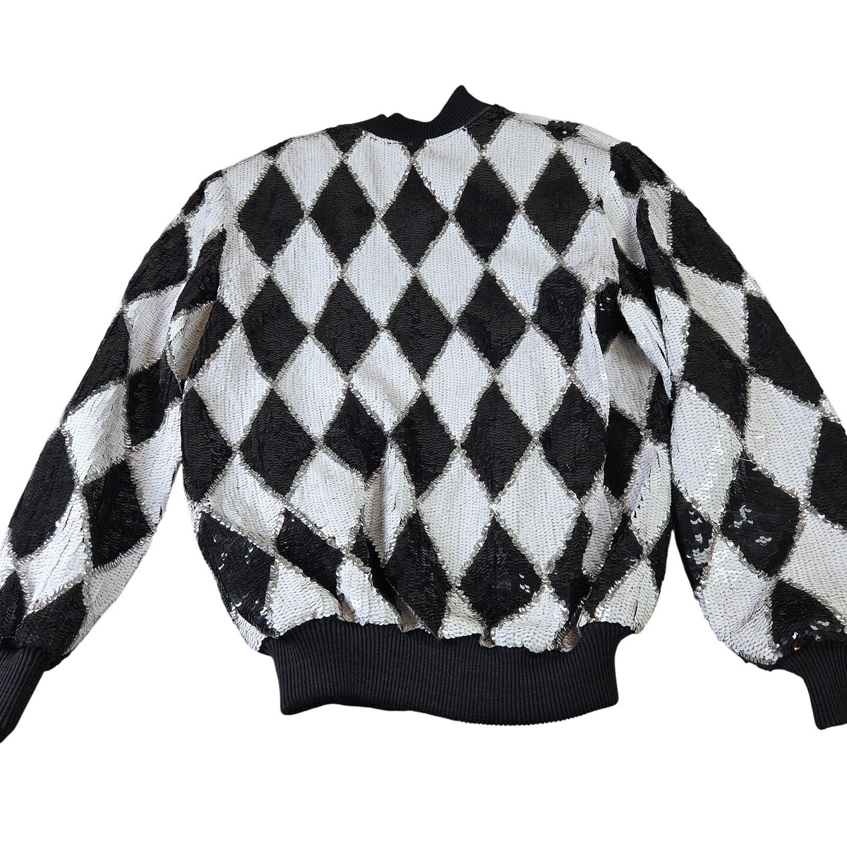 Gantos Vintage 90s Silk Sequin Harlequin Bomber Jacket Womens S India