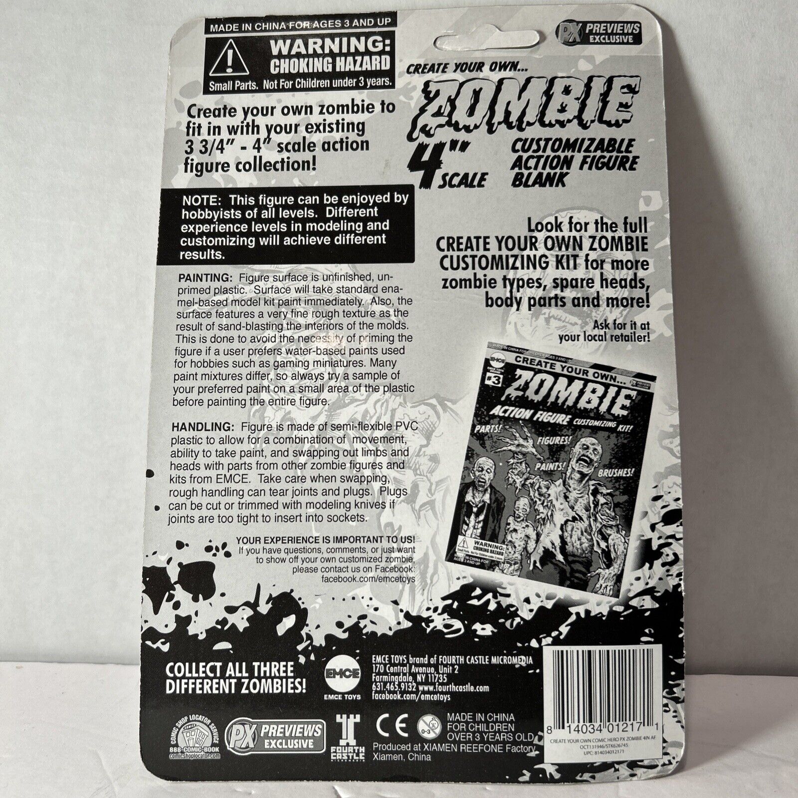 Create Your Own Zombie Customizable Action Figure Blank New In Package EMCE TOYS