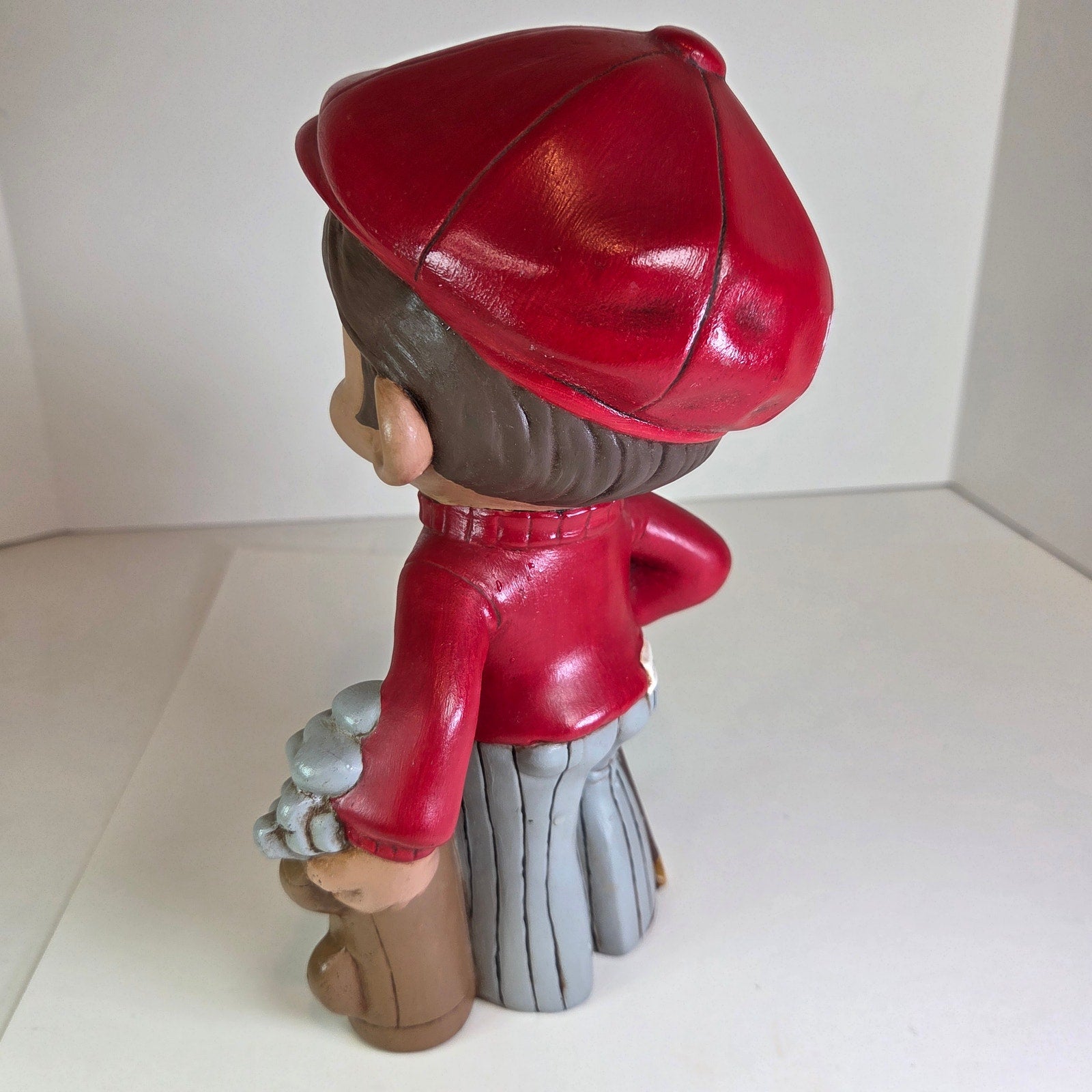Vintage Monico Ceramics Golfer Boy Figurine Red Cap Golf Bag 1970s 9.75” Tall