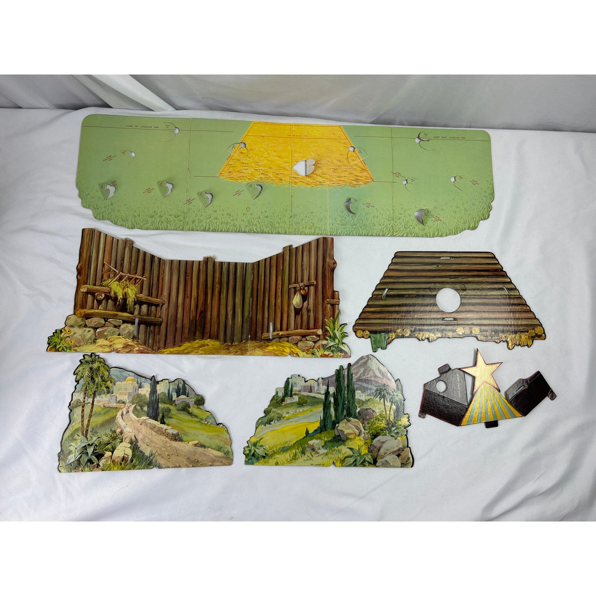 Vintage 1950s Christmas Manger Set No 743 Cardboard Nativity Complete Box