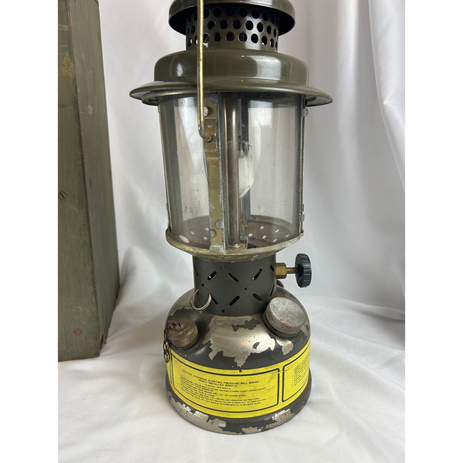 US Military 1963 SMP Lantern With Original Wood Crate Camping Light