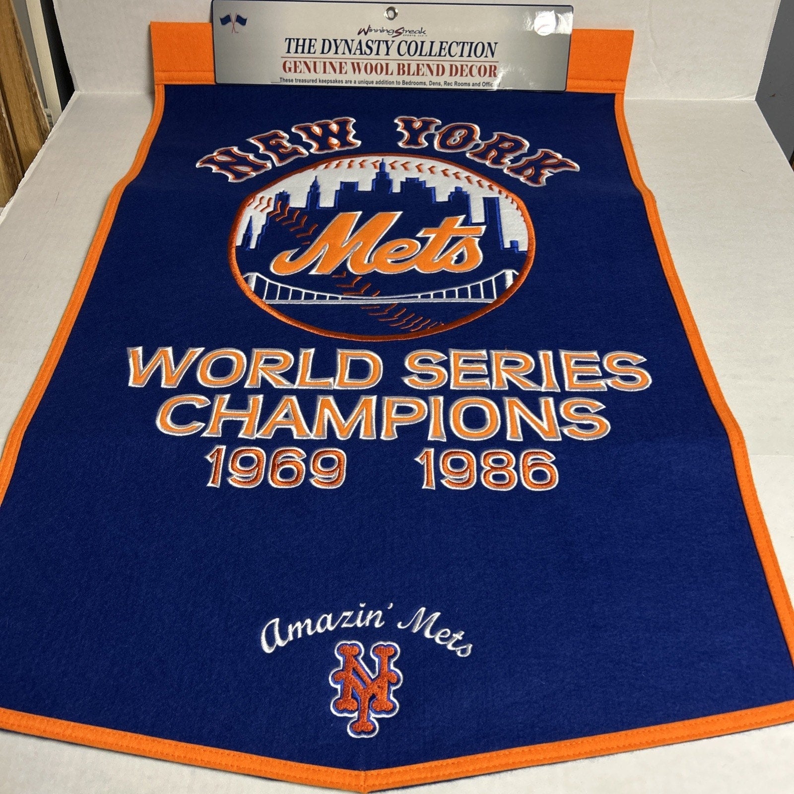 New York Mets Wool Blend MLB Champions Banner, 24" x 36"