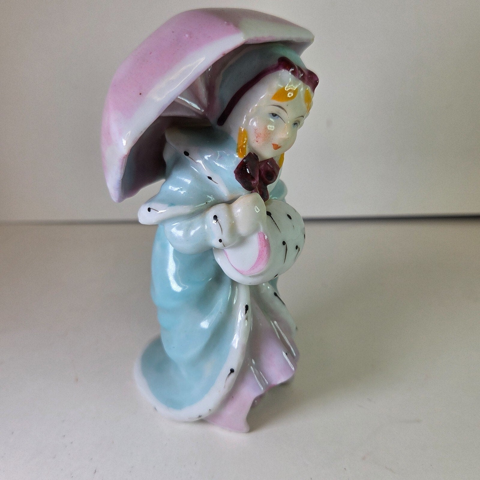 Little Miss Muffet Ceramic Figurine Made in Japan Vintage Nursery Rhyme 5.5"