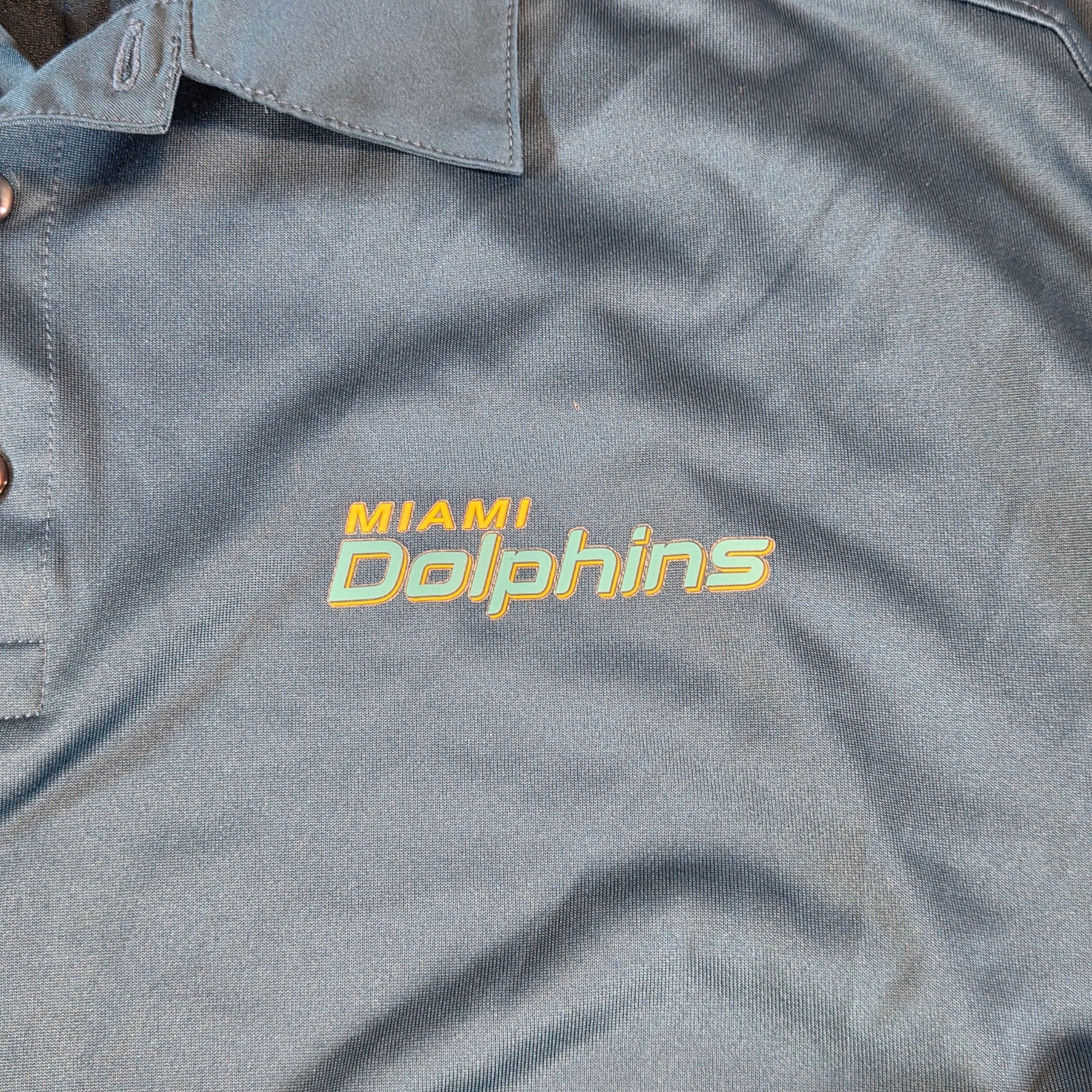 Nike Dri-Fit NFL On Field Miami Dolphins Polo Shirt XXL Aqua Blue