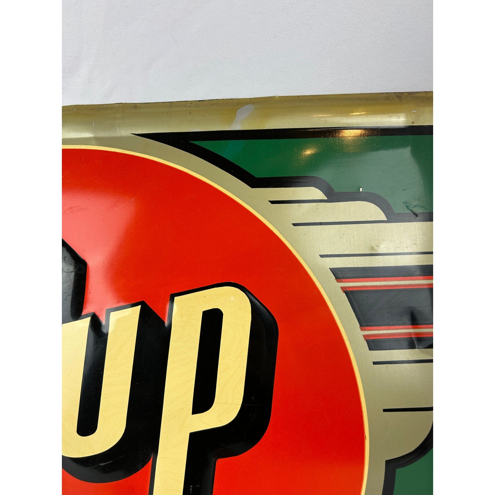 Original 1941 7UP Embossed Metal Sign You Like It It Likes You 9-41 Stout