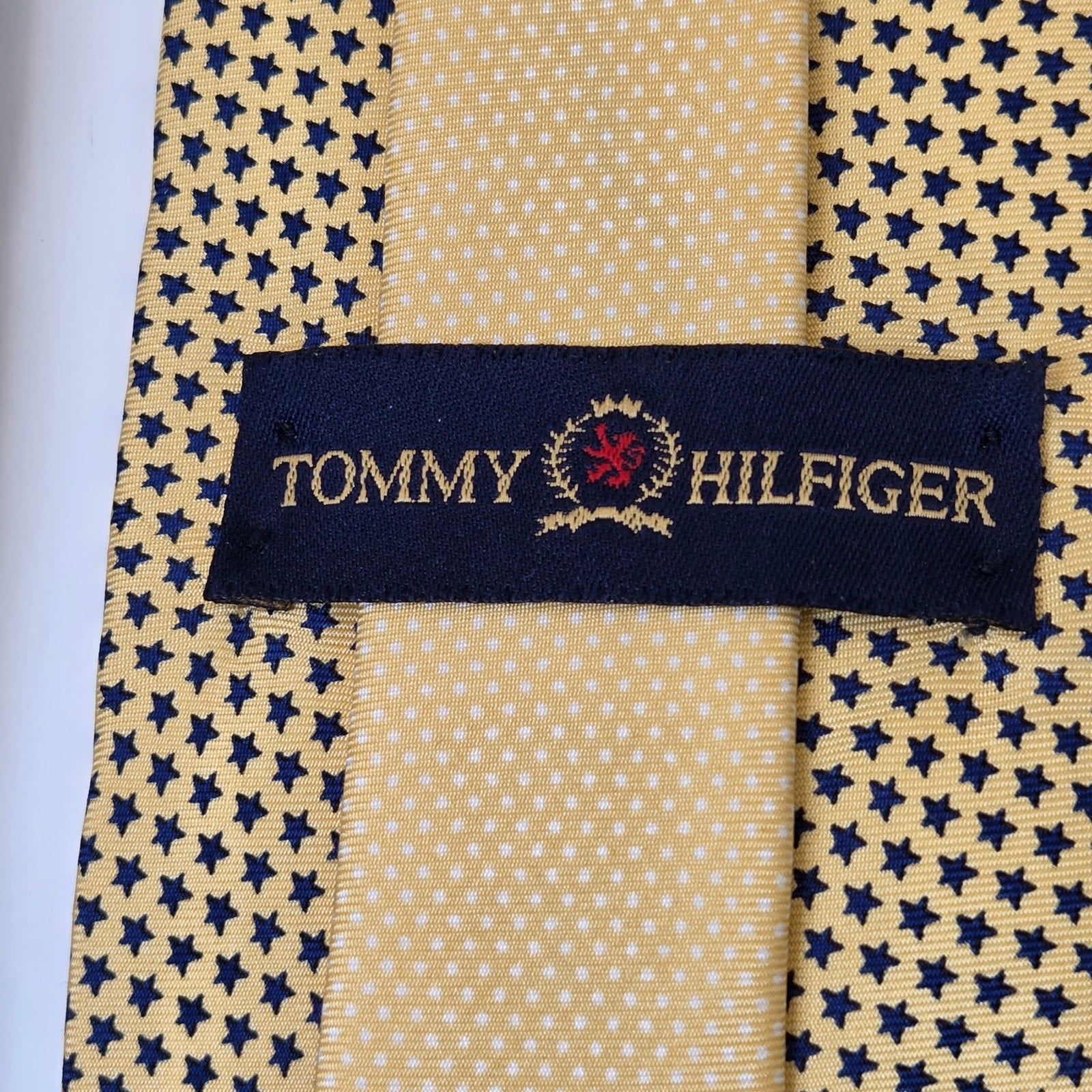 Tommy Hilfiger Silk Tie Lot 3 Gold Yellow Blue 3.75" Made in USA Contrast Tips