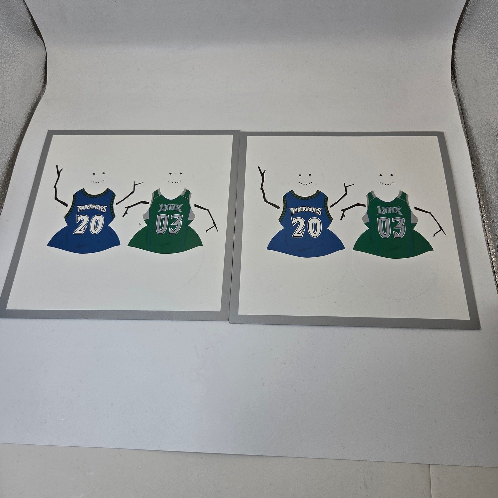 Minnesota Timberwolves Lynx Vintage Holiday Cards Signed & Unsigned Lot of 2