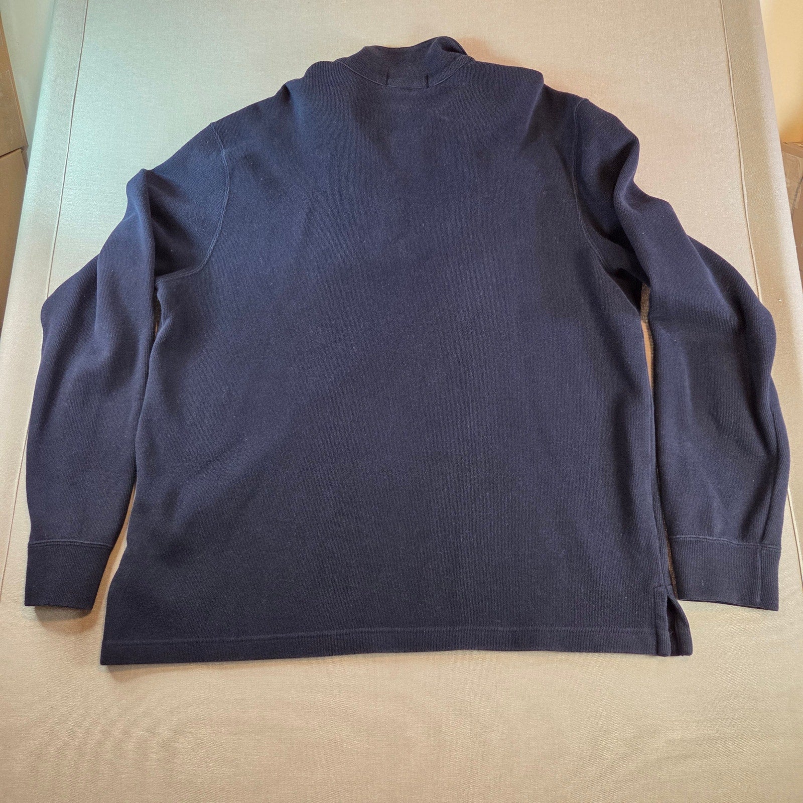 Polo Ralph Lauren Men’s Navy Blue Cotton 1/4 Zip Mock Neck Sweater Size XL