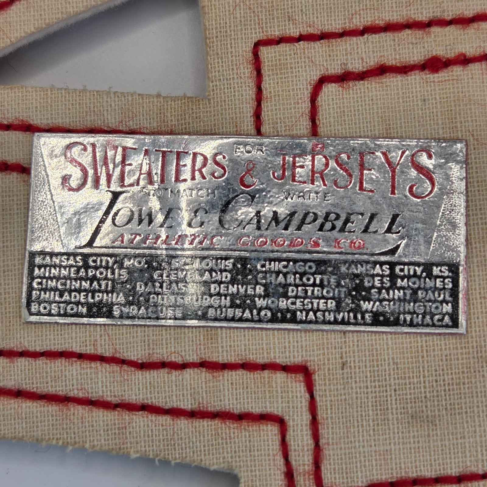 Vintage Lowe Campbell Chenille Varsity W Patch Football Sweater Jersey 1940s
