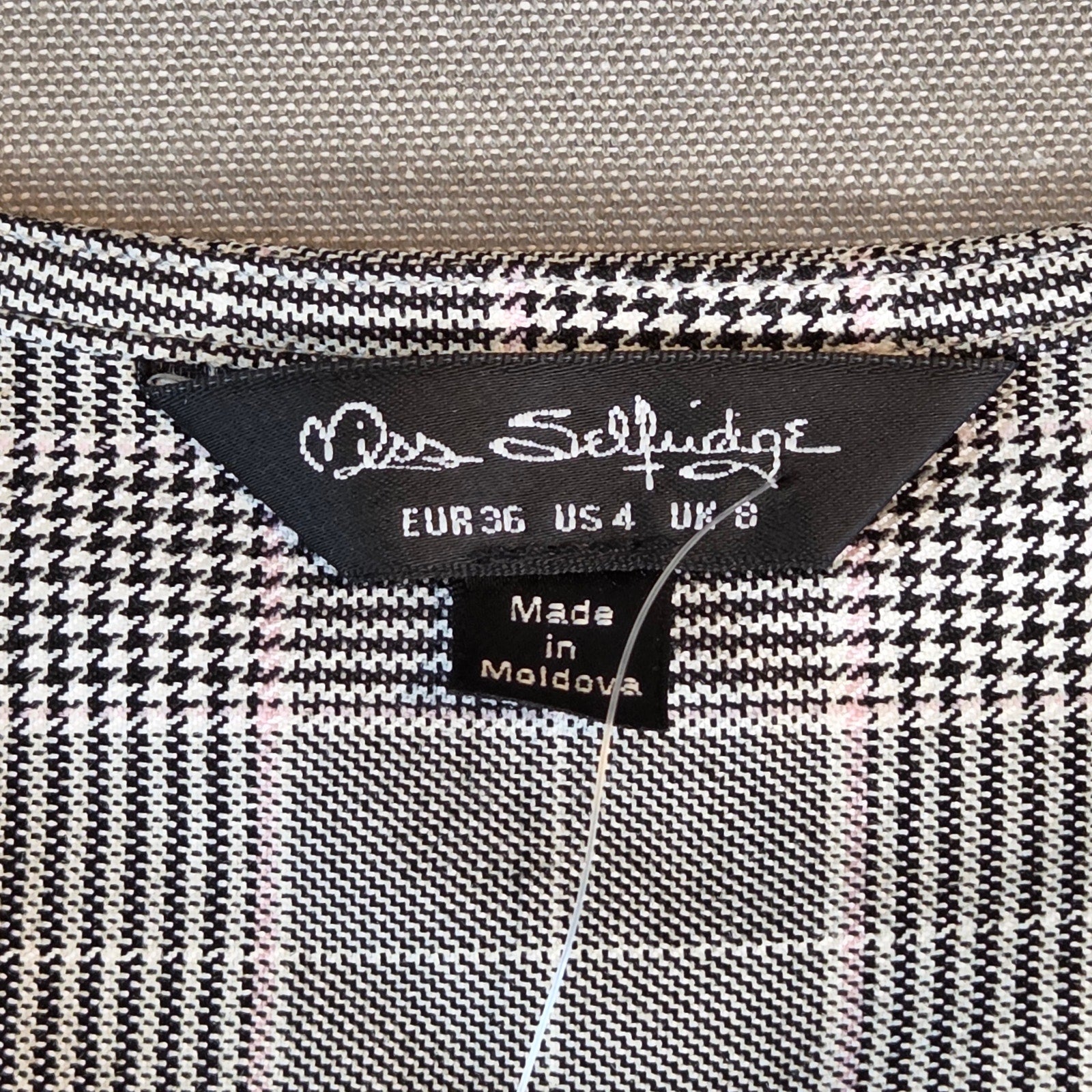Miss Selfridge Check Plaid Sheath Dress Women’s Size 4 NWT Long Sleeve