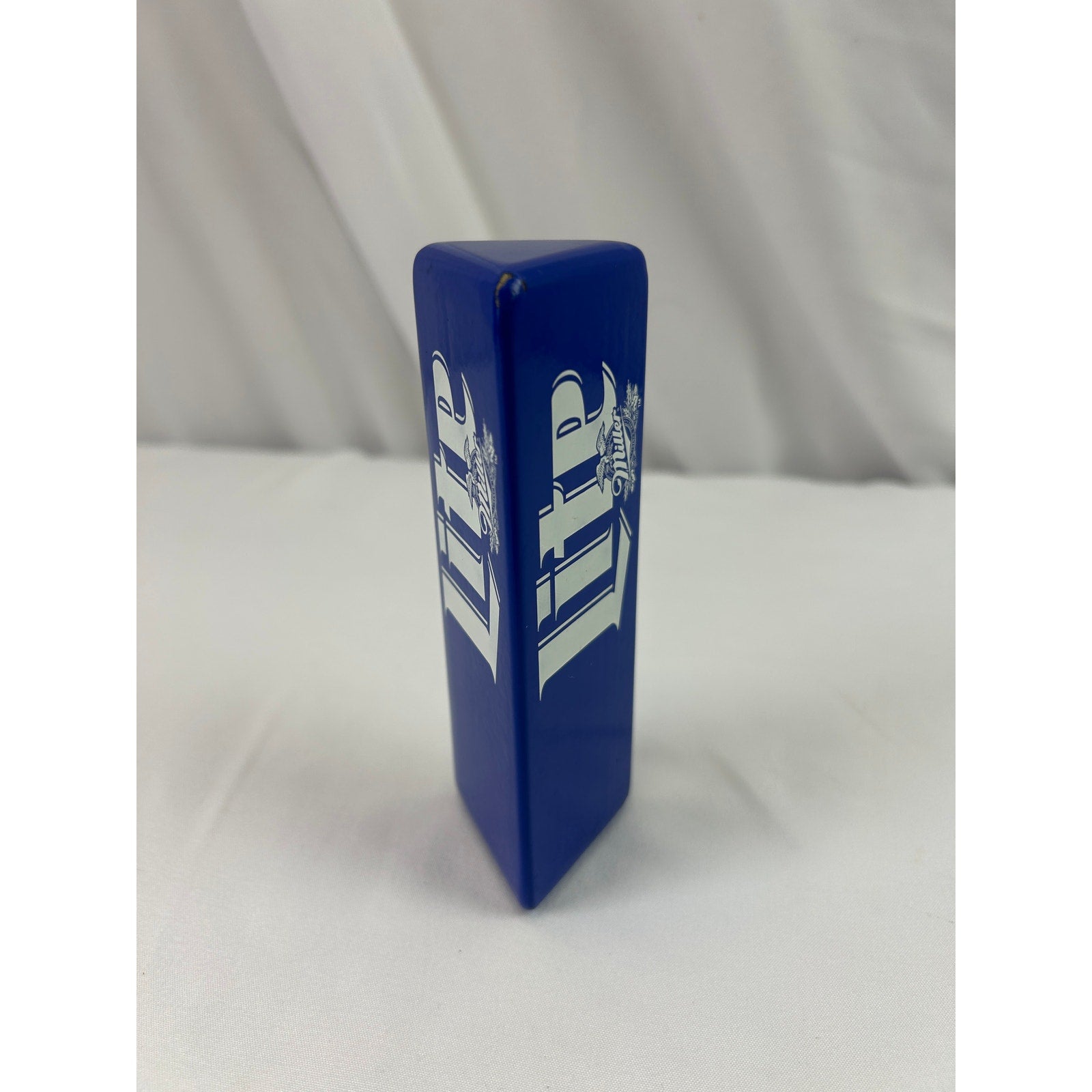 Miller Lite Blue Triangle Beer Tap Handle 5 Inch Lucite Breweriana Bar Pub