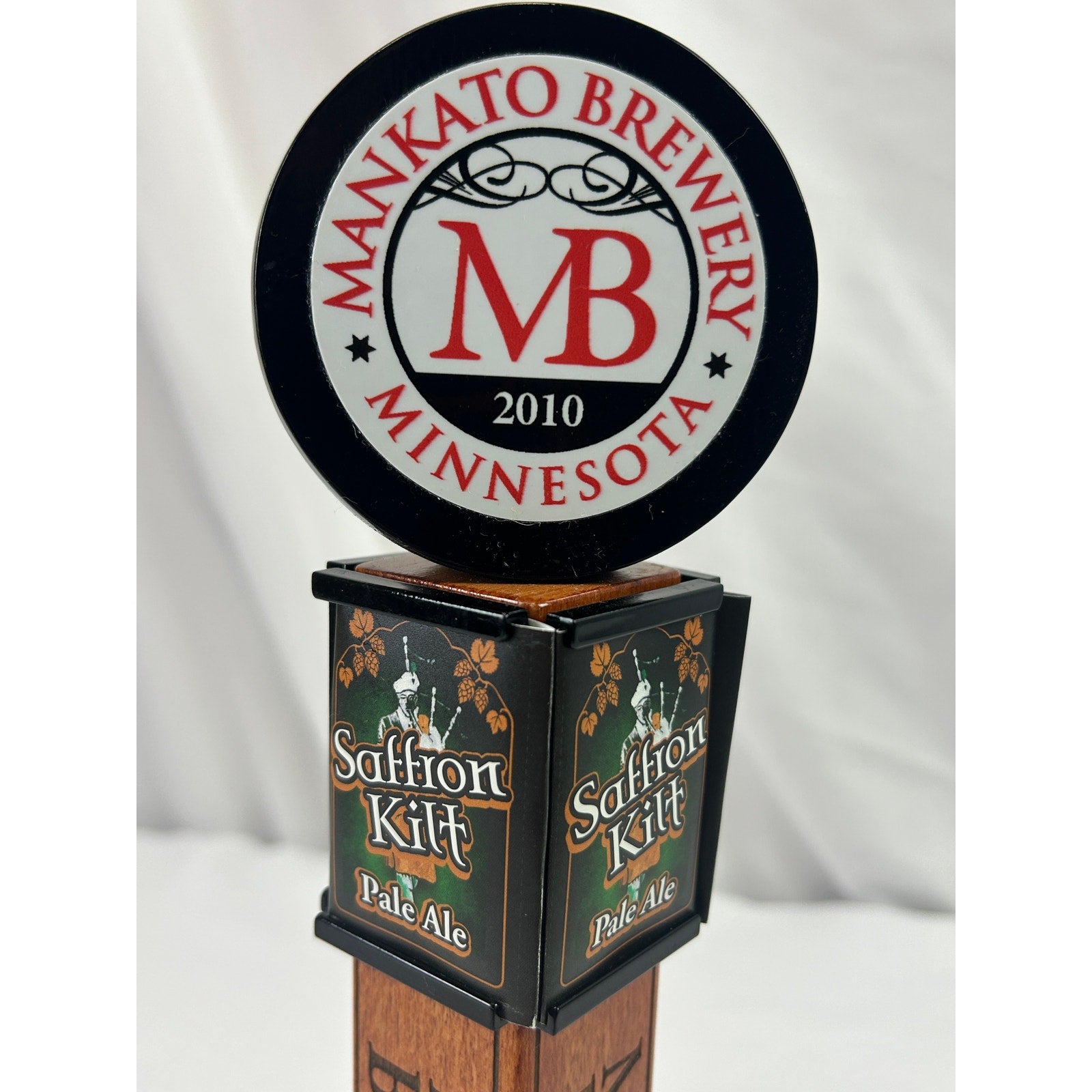 Mankato Brewery Saffron Kilt Pale Ale Beer Tap Handle Minnesota 2010 Wood