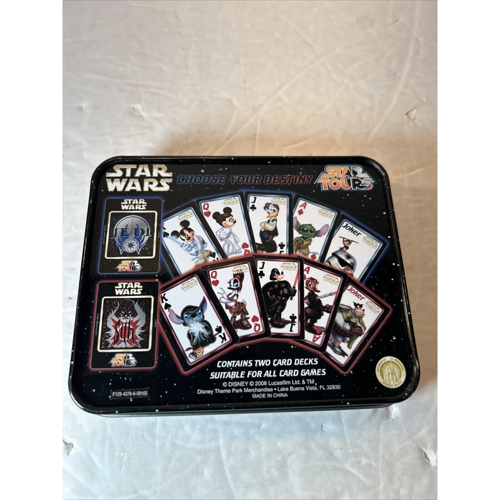 DISNEY 2008 Star Wars Star Tours Dual Deck Playing Cards In Collectible Tin