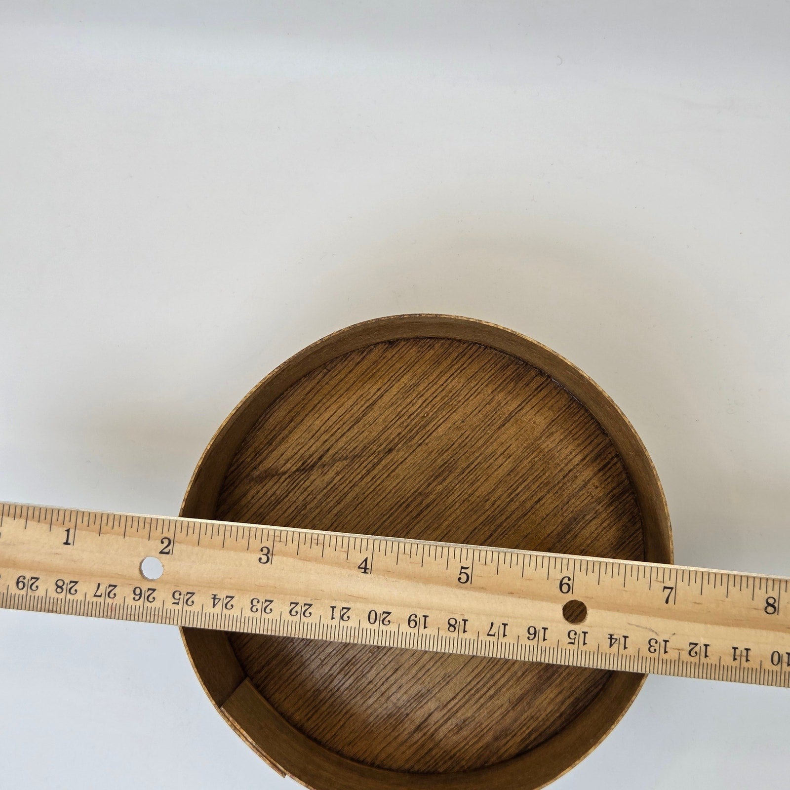 Vintage 1982 Hand Painted Wooden Cheese Box Folk Art Signed KH