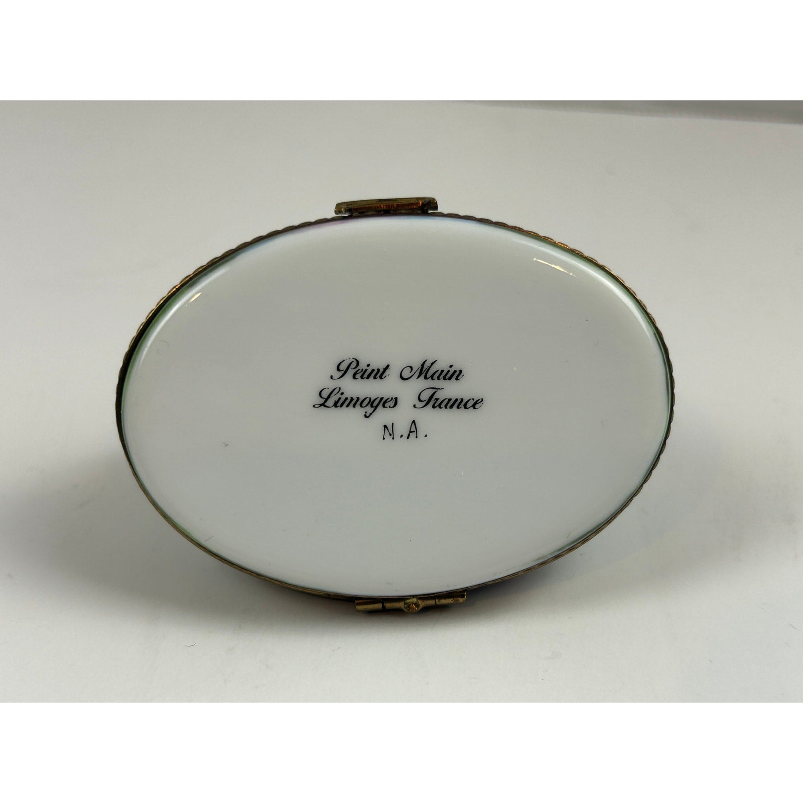 Limoges France Hand Painted Bridge Trinket Box Peint Main