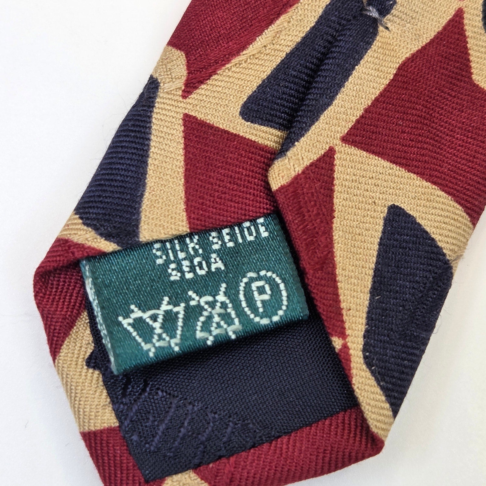Bolgheri Italy Silk Abstract Geometric Wide Vintage Mens Necktie 4in