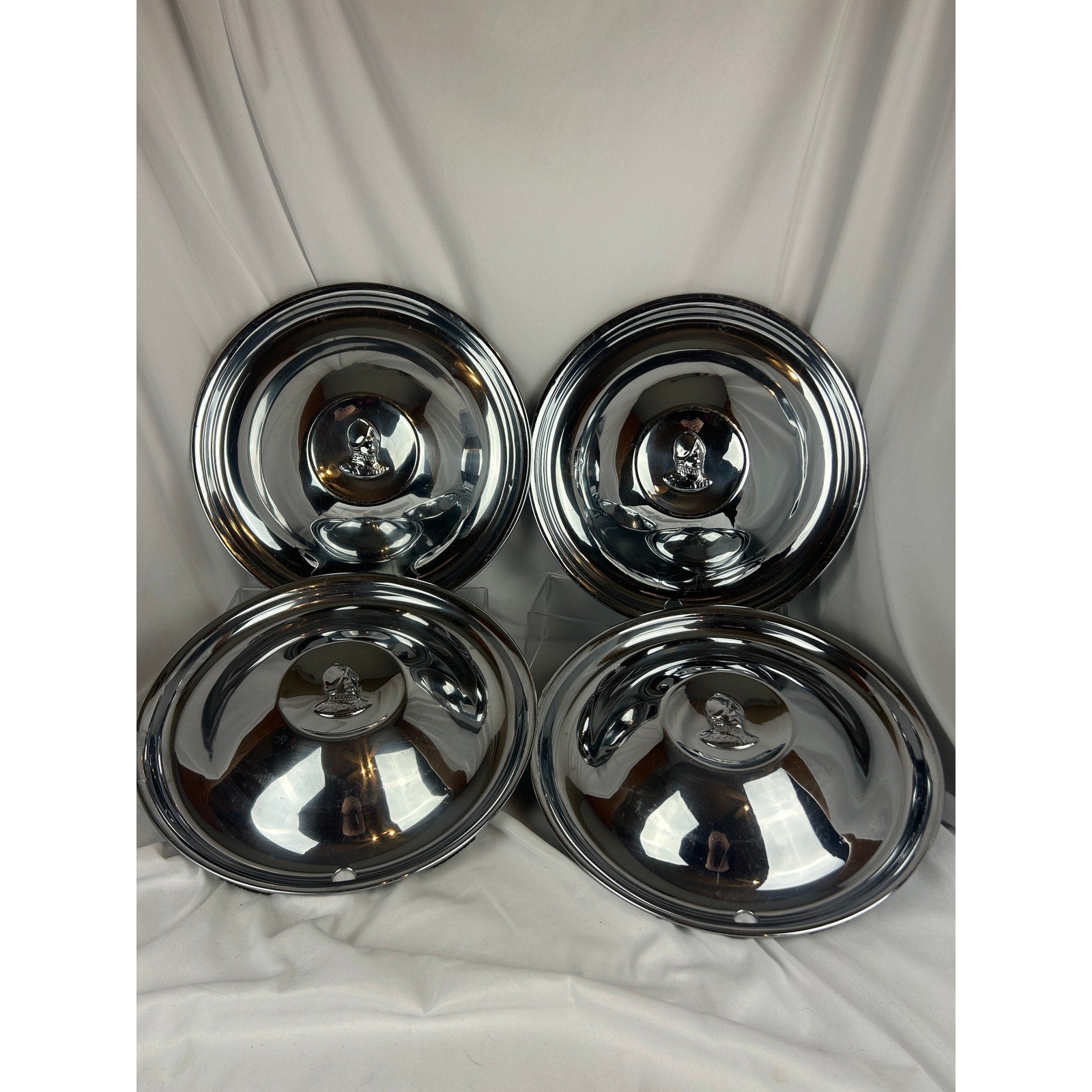 1951–1952 DeSoto Deluxe 15 Inch Chrome Hubcaps Set of 4 Vintage