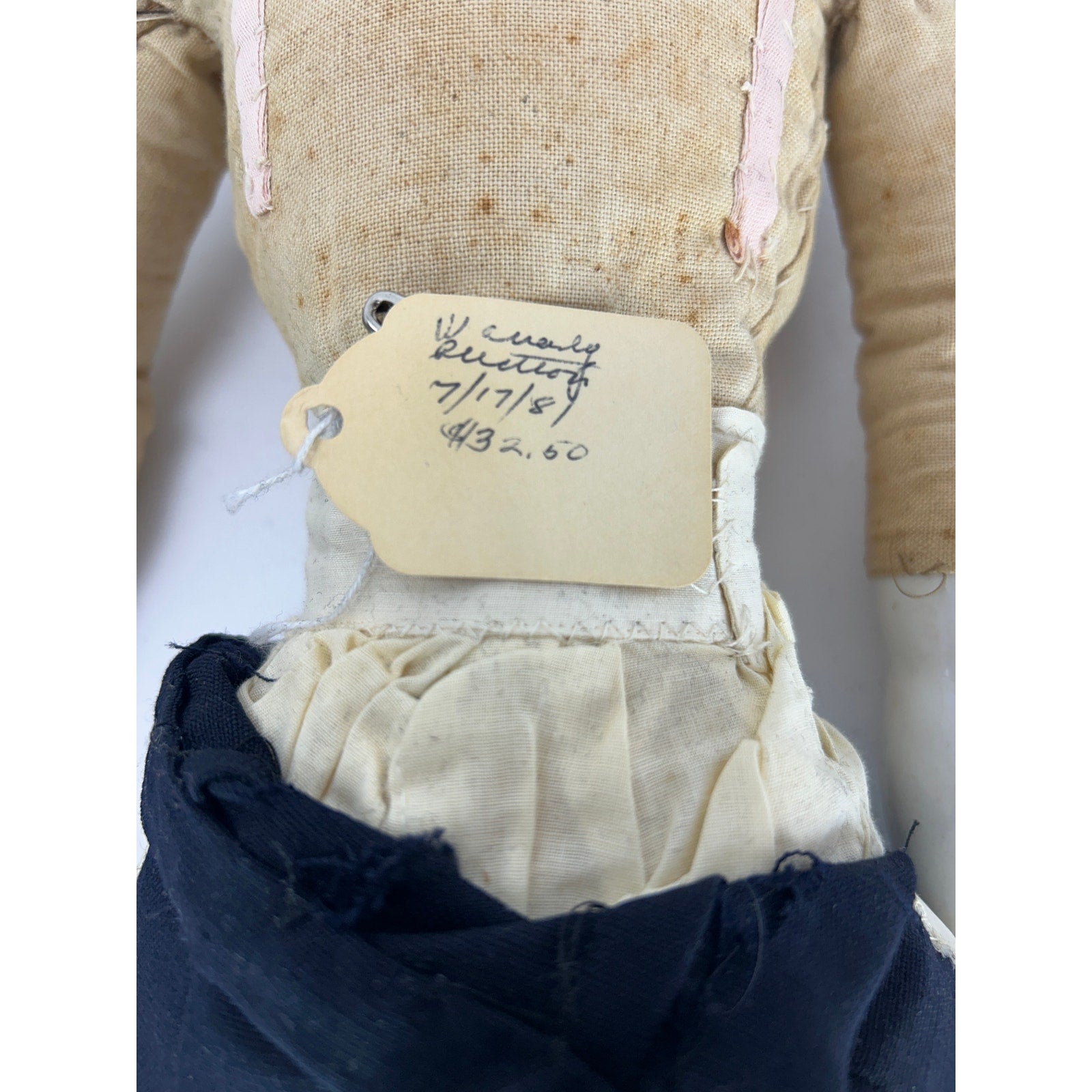Antique 24" China Boy Doll c1880s Unmarked Cloth Body Provenance Attached