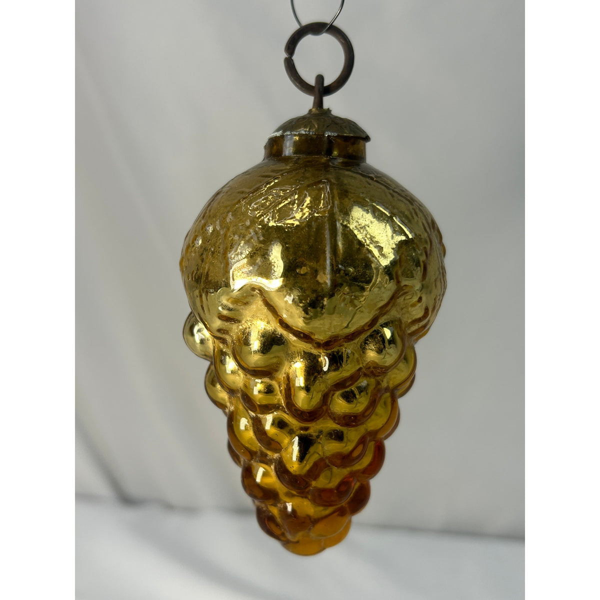 Antique 1800s German Kugel Amber Gold Grape Cluster Christmas Ornament 4"