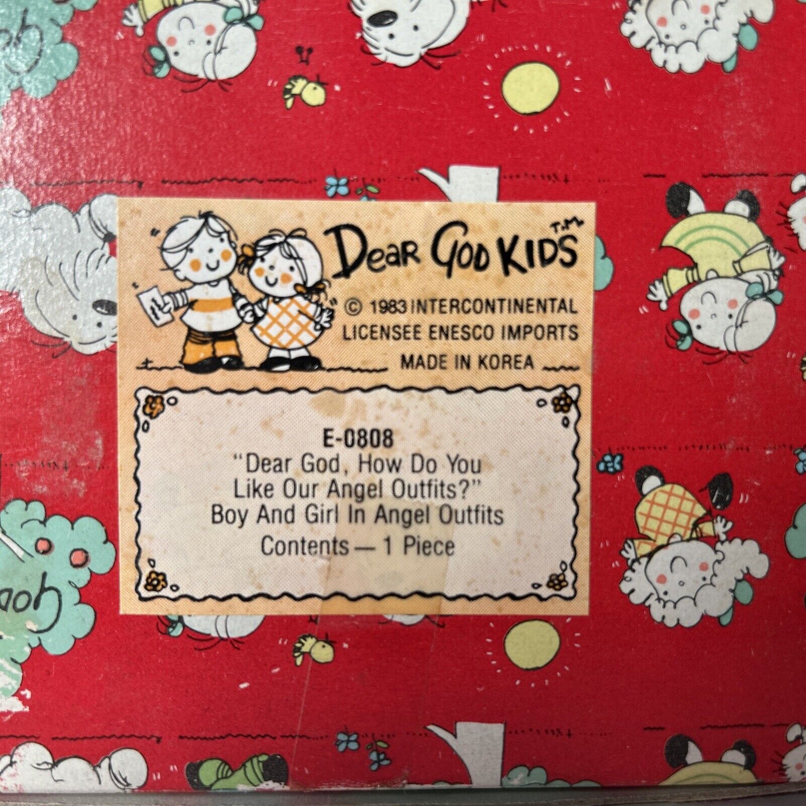 Enesco 1983 Dear God Kids Figurine “How Do You Like Our Angel Outfits?” w/Box
