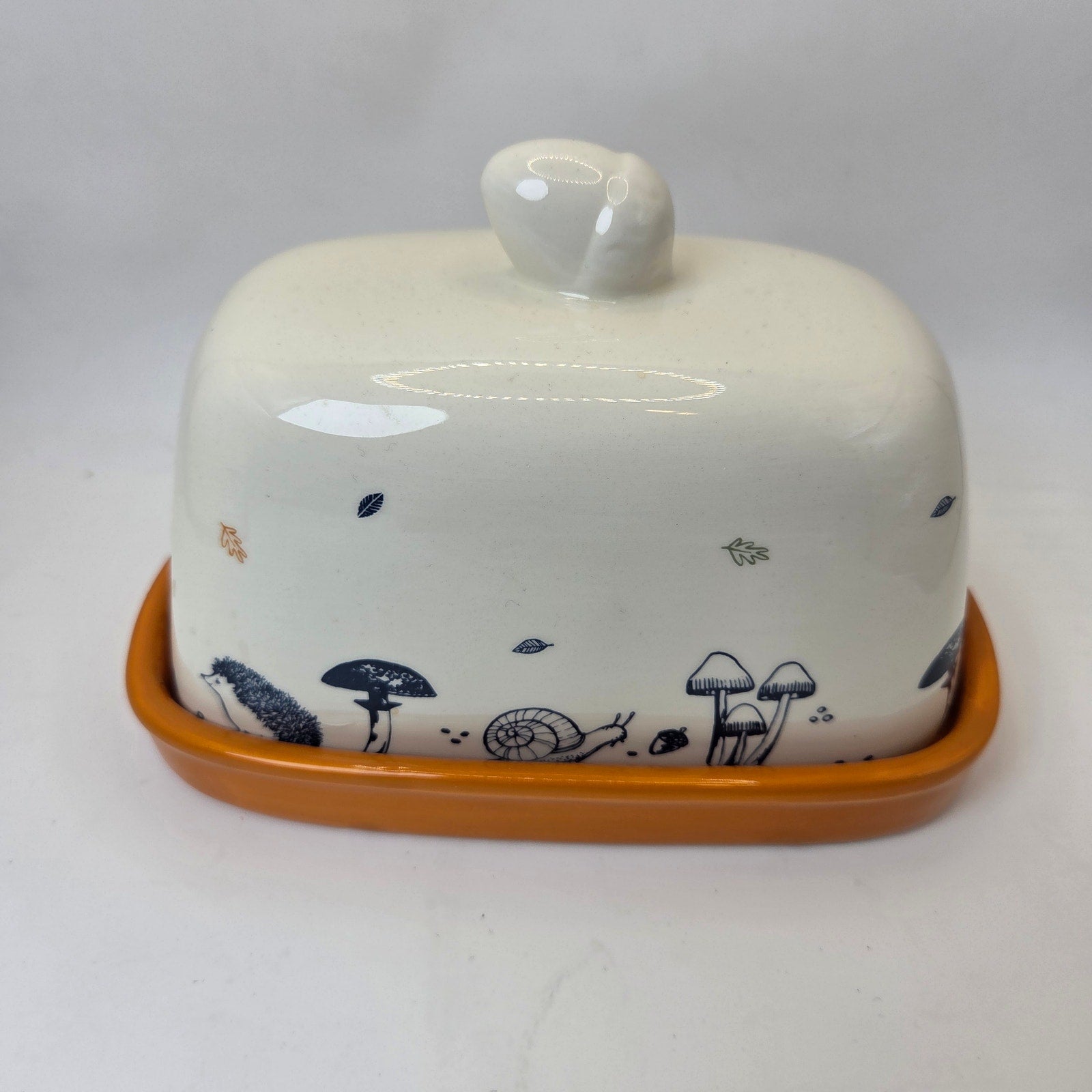 Price & Kensington Woodland Butter Dish Fox Hedgehog Snail Ceramic Cover