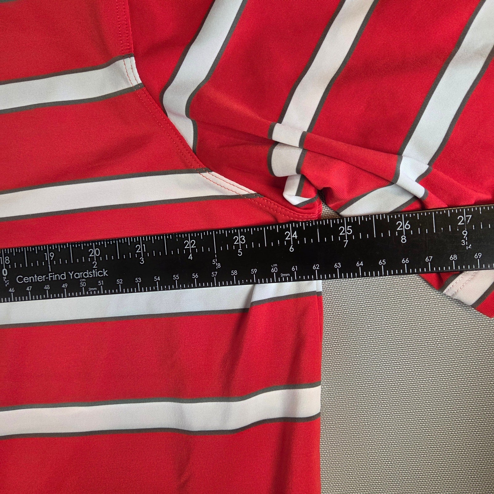 Nike Golf XL Dri-FIT Polo Shirt Orange White Striped Performance Short Sleeve