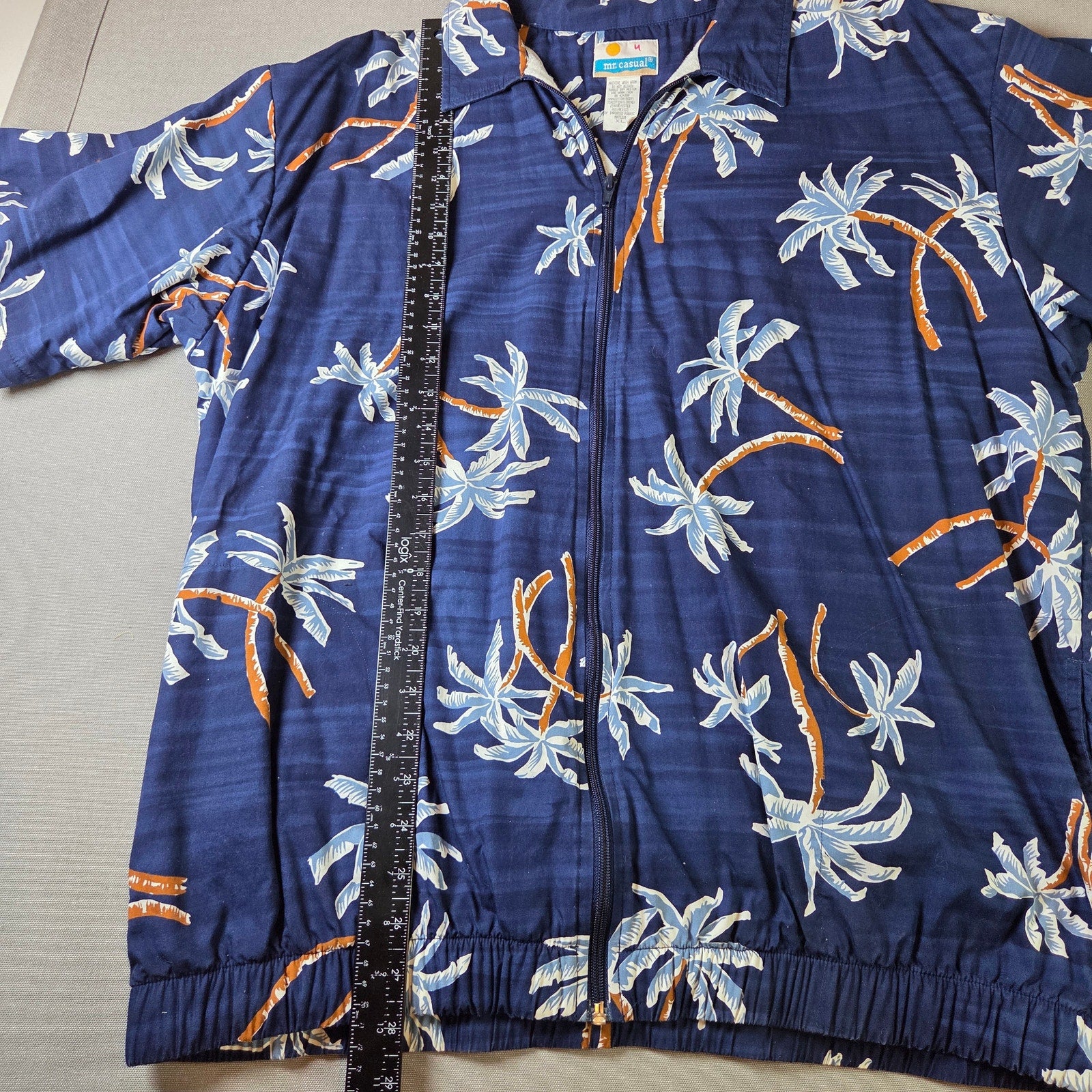 Mr. Casual XL Palm Tree Print Full Zip Terrycloth Lined Shirt Jacket