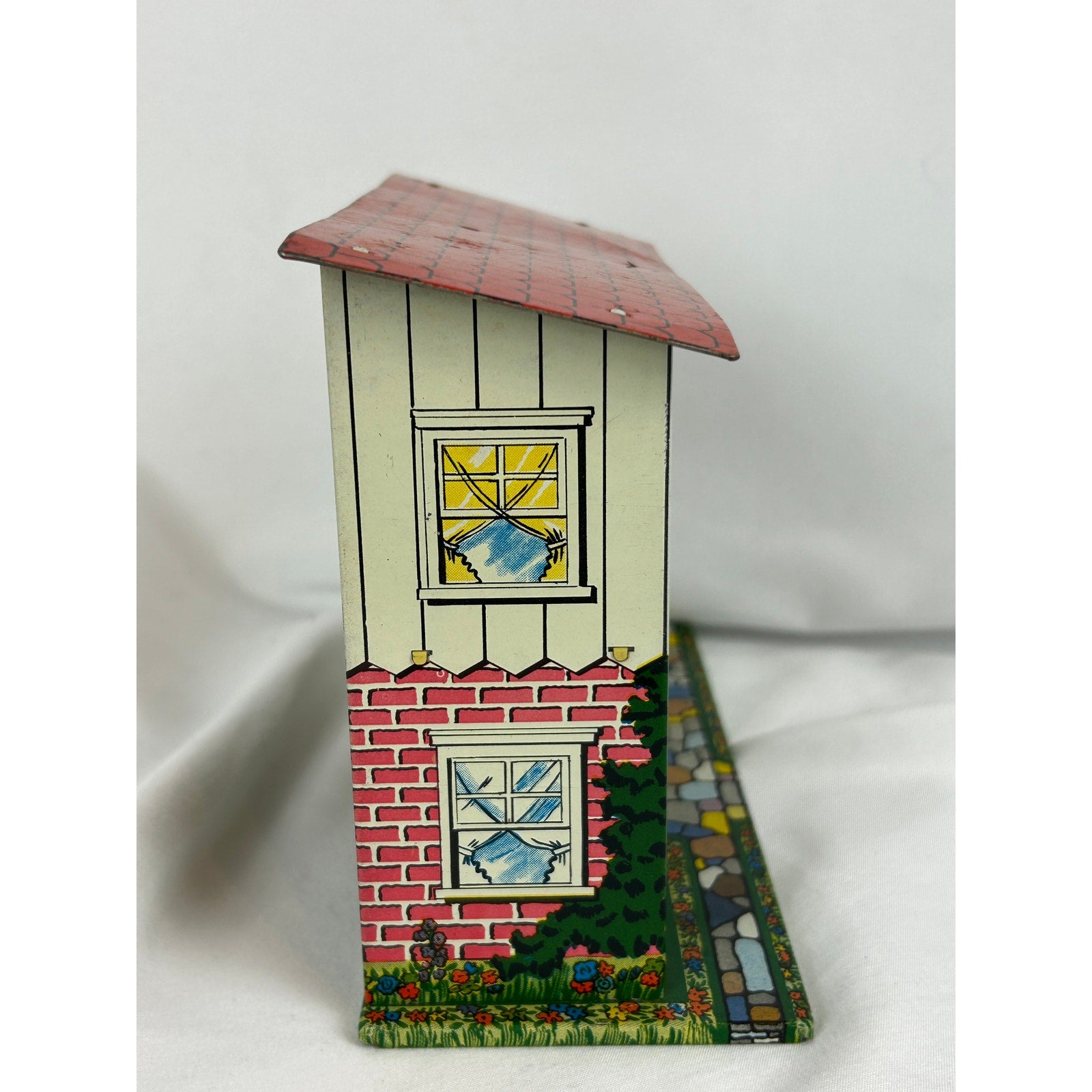 Vintage 1950s Ohio Art Midget Manor Dollhouse Tin Litho With Most Furniture