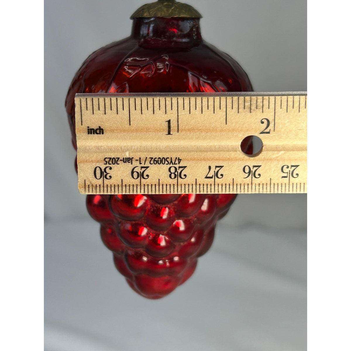 Antique 1800s German Kugel Red Grape Cluster Glass Christmas Ornament 4" Rare