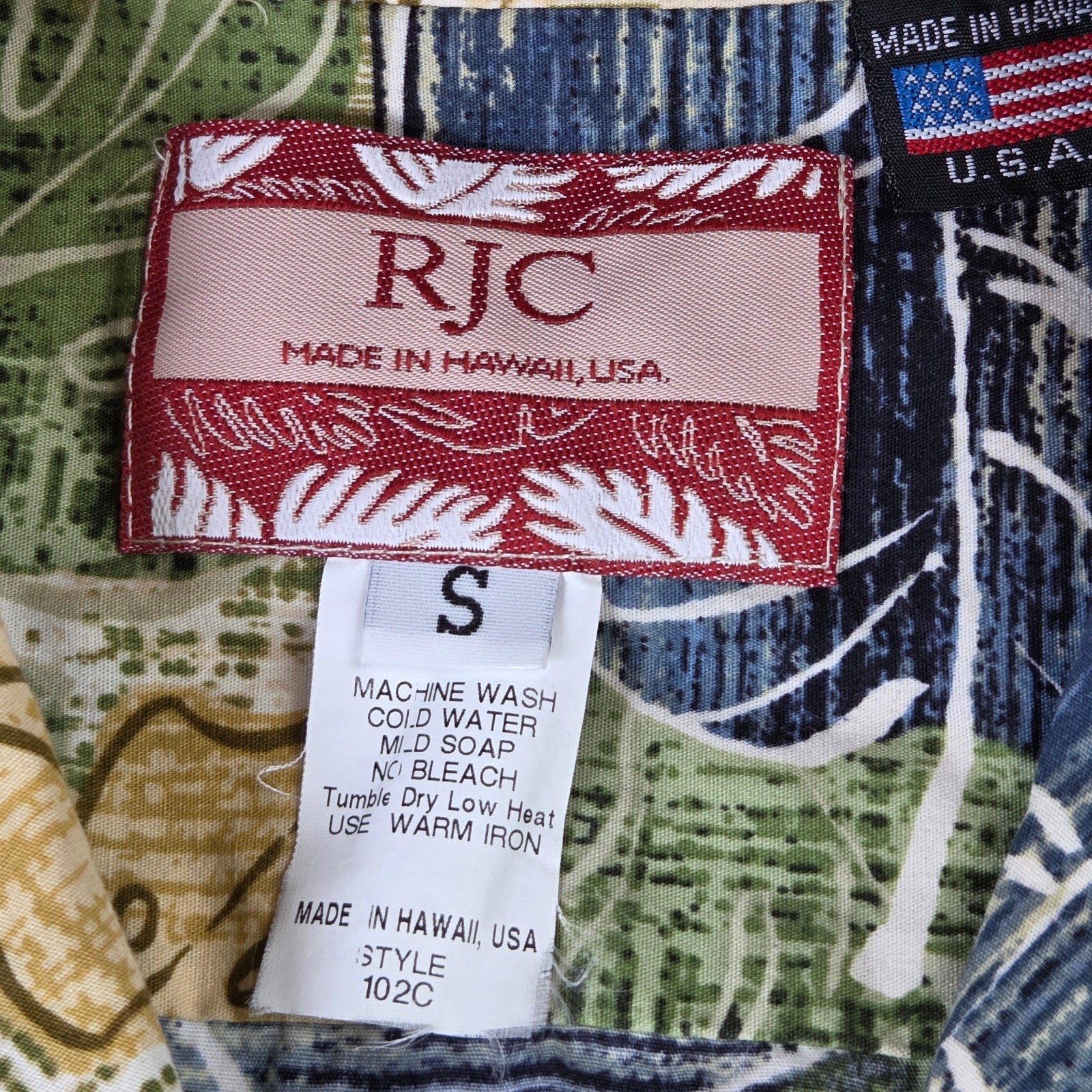 RJC Hawaii USA Aloha Shirt Mens Small Cotton Tropical Camp Button Up