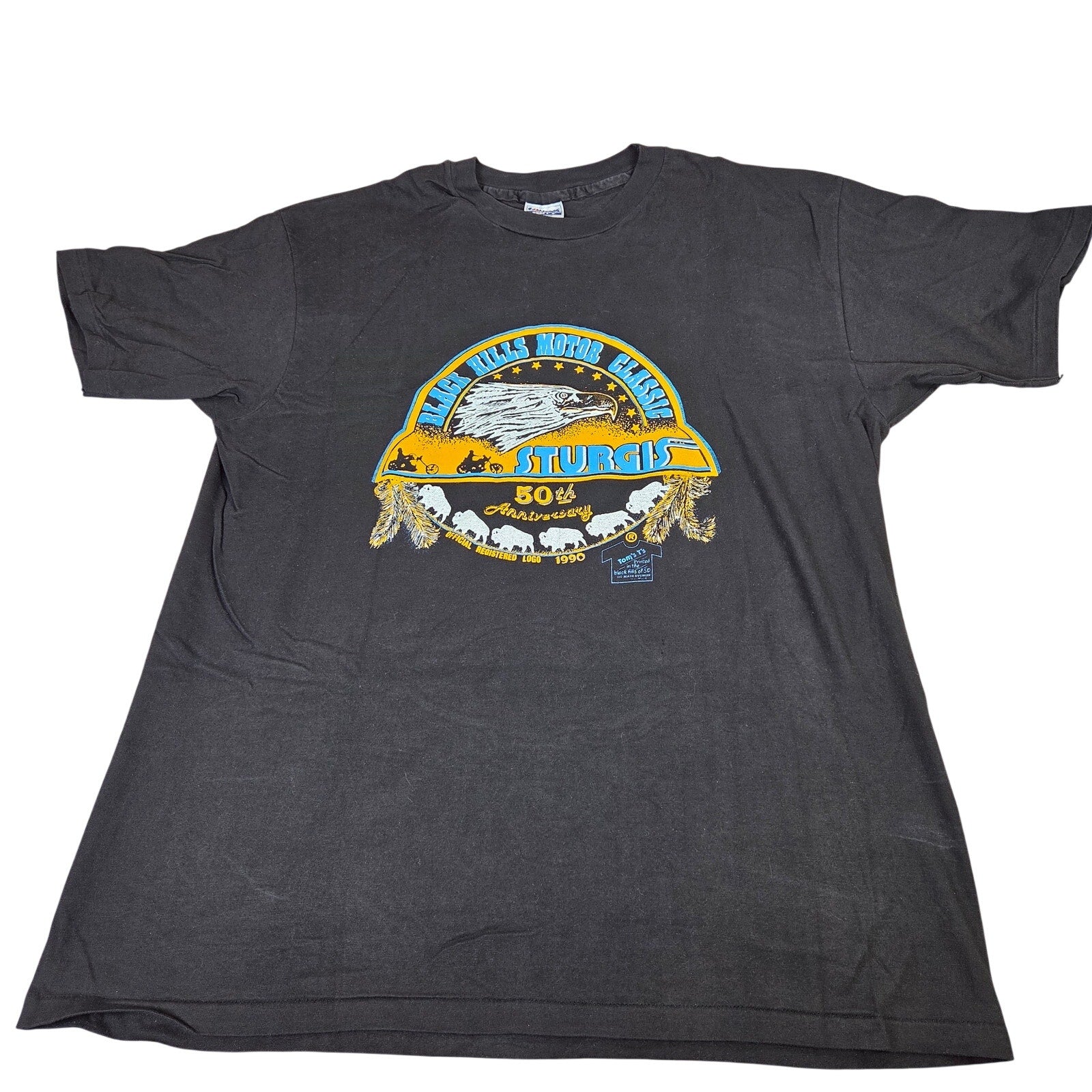 Hanes Sturgis 50th Anniversary 1990 Vintage T Shirt XXL USA Single Stitch