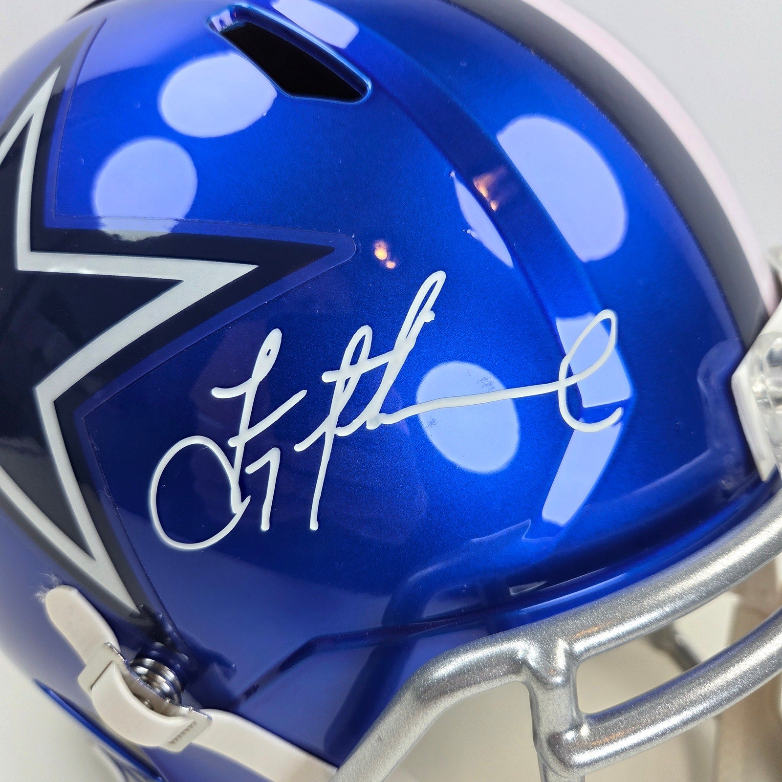 Troy Aikman Signed Riddell Cowboys Flash Alt Speed Replica Helmet BAS Witness