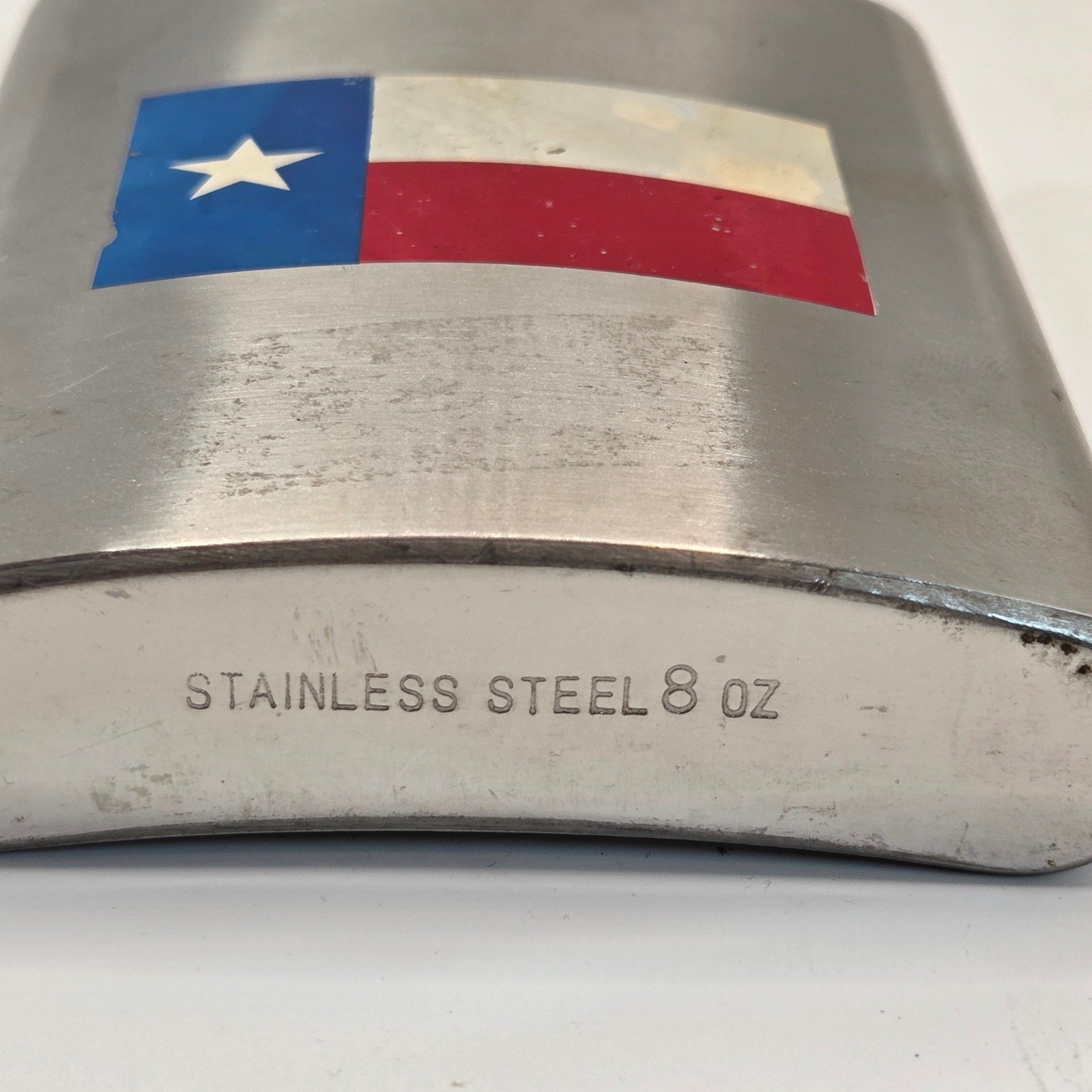 Texas Flag Stainless Steel 8oz Hip Flask Unbranded Drinkware Used Condition