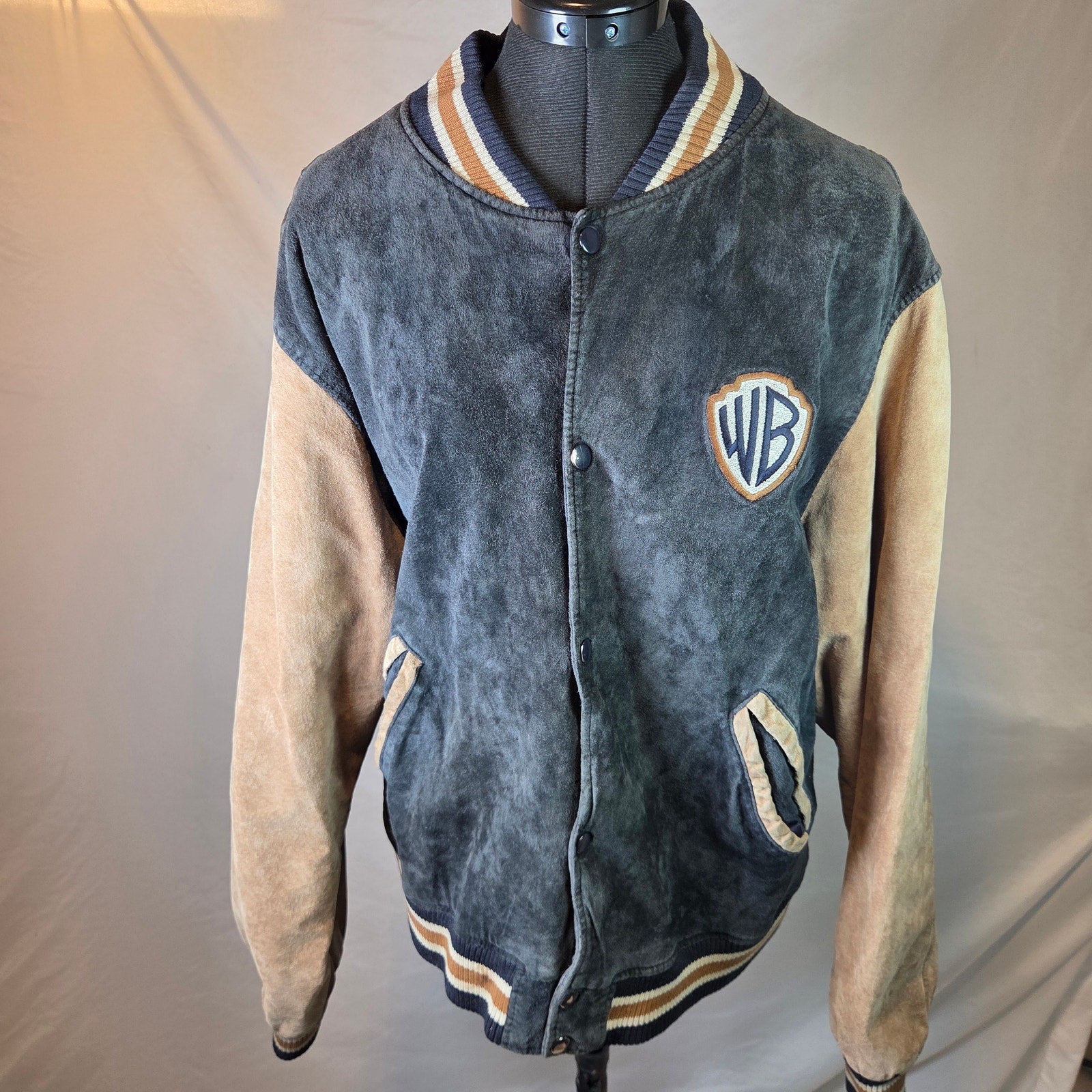 Warner Bros Studio Store Leather Varsity Jacket Large WB Burbank Korea