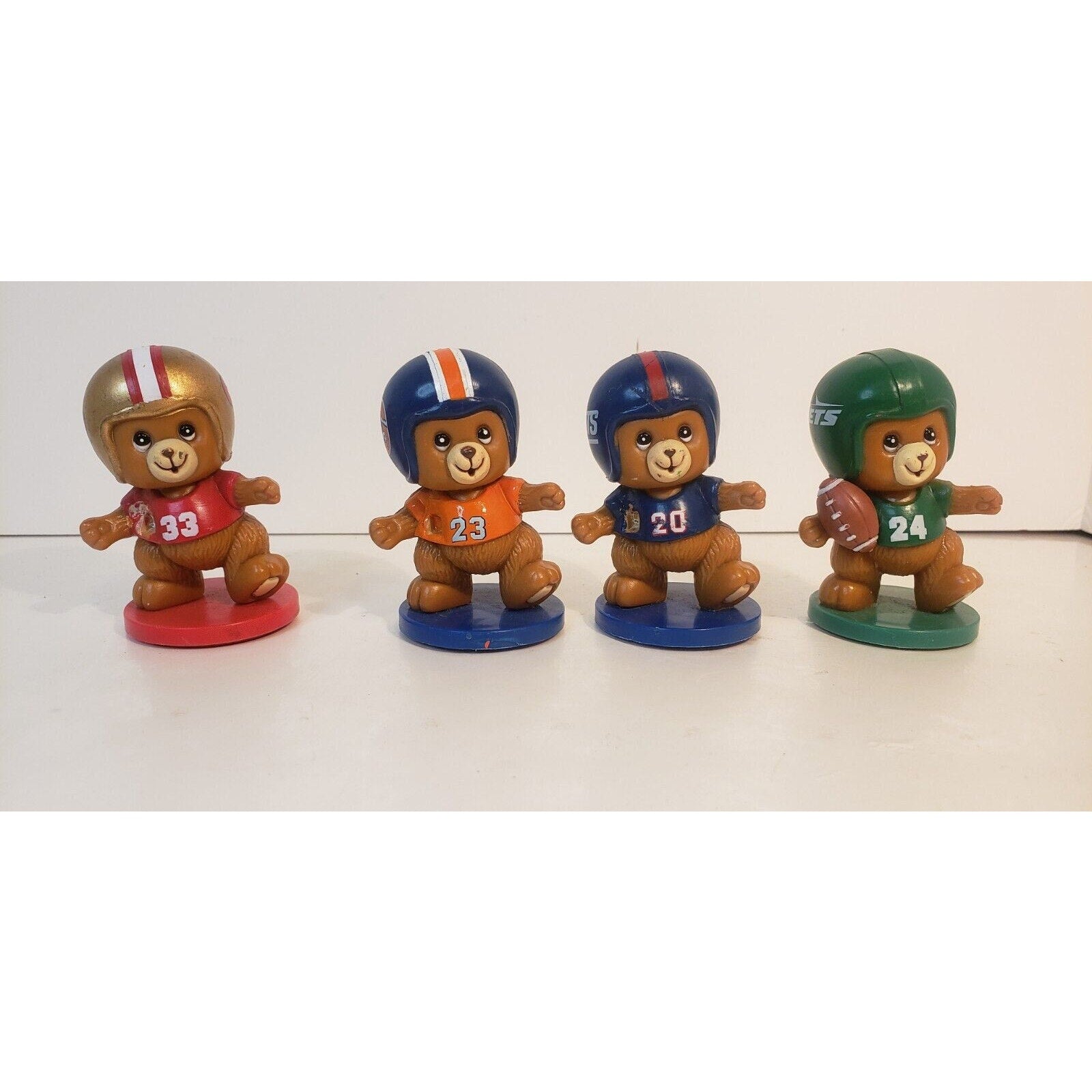Russ Berrie NFL Bear Stamp Figures 49ers Broncos Giants Jets Vintage Lot 4