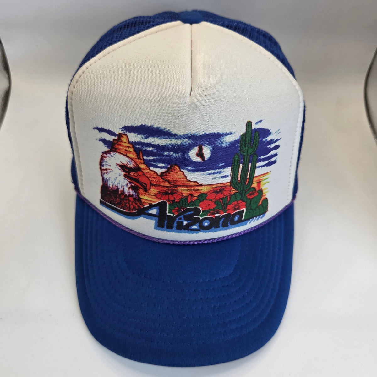 Vintage Nissin Arizona Eagle Cactus Foam Mesh Trucker Hat Snapback Rope Cap