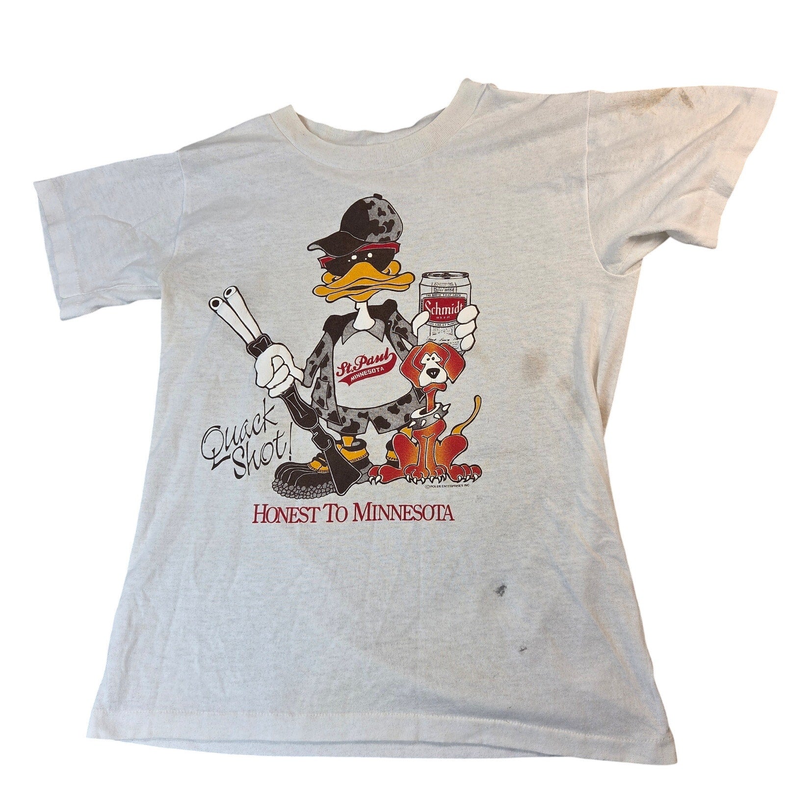 Schmidt Beer Quack Shot Honest To Minnesota Vintage USA Single Stitch Tee S