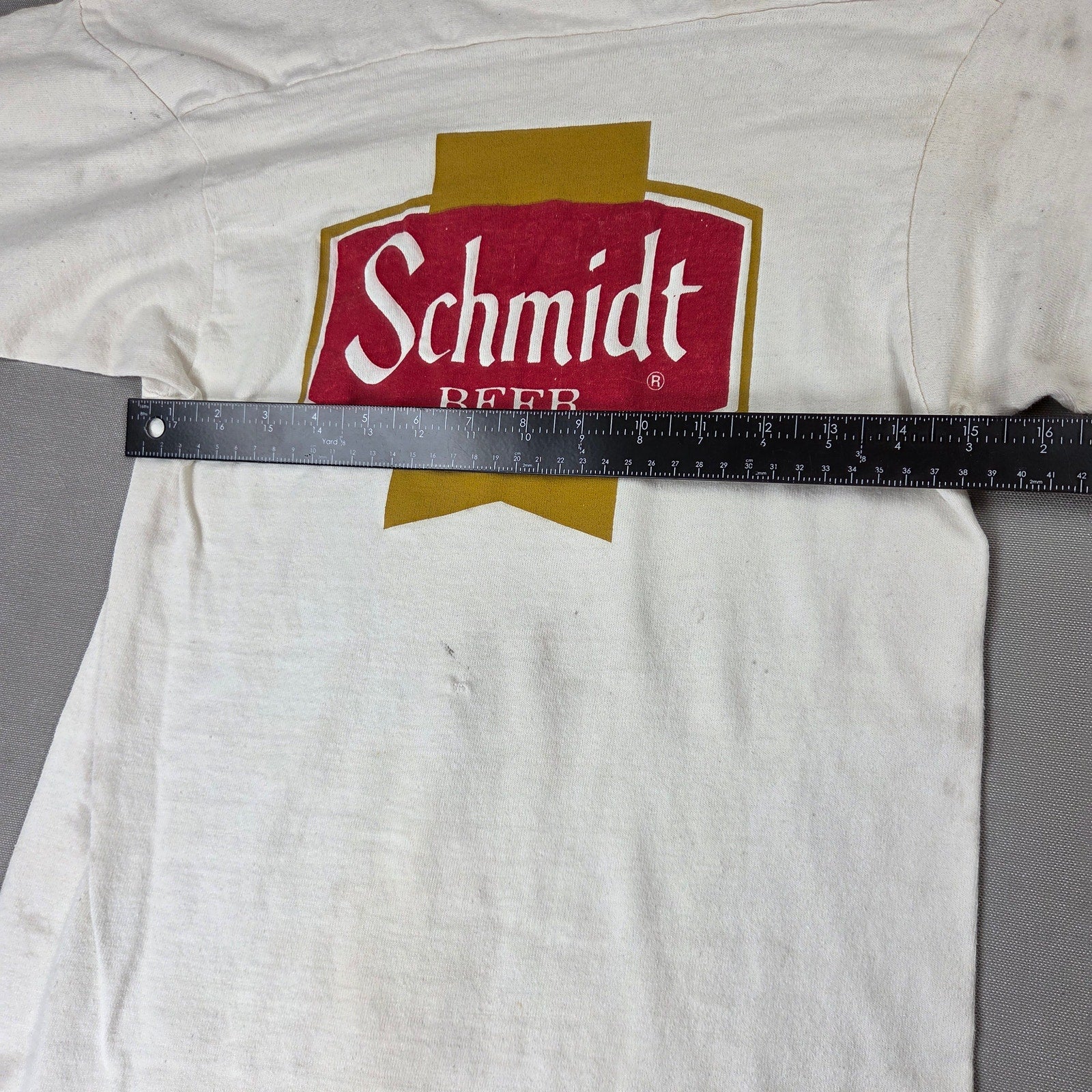 Vintage 1980s Schmidt Beer NI USA 3/4 Sleeve Promo T Shirt Mens Medium M