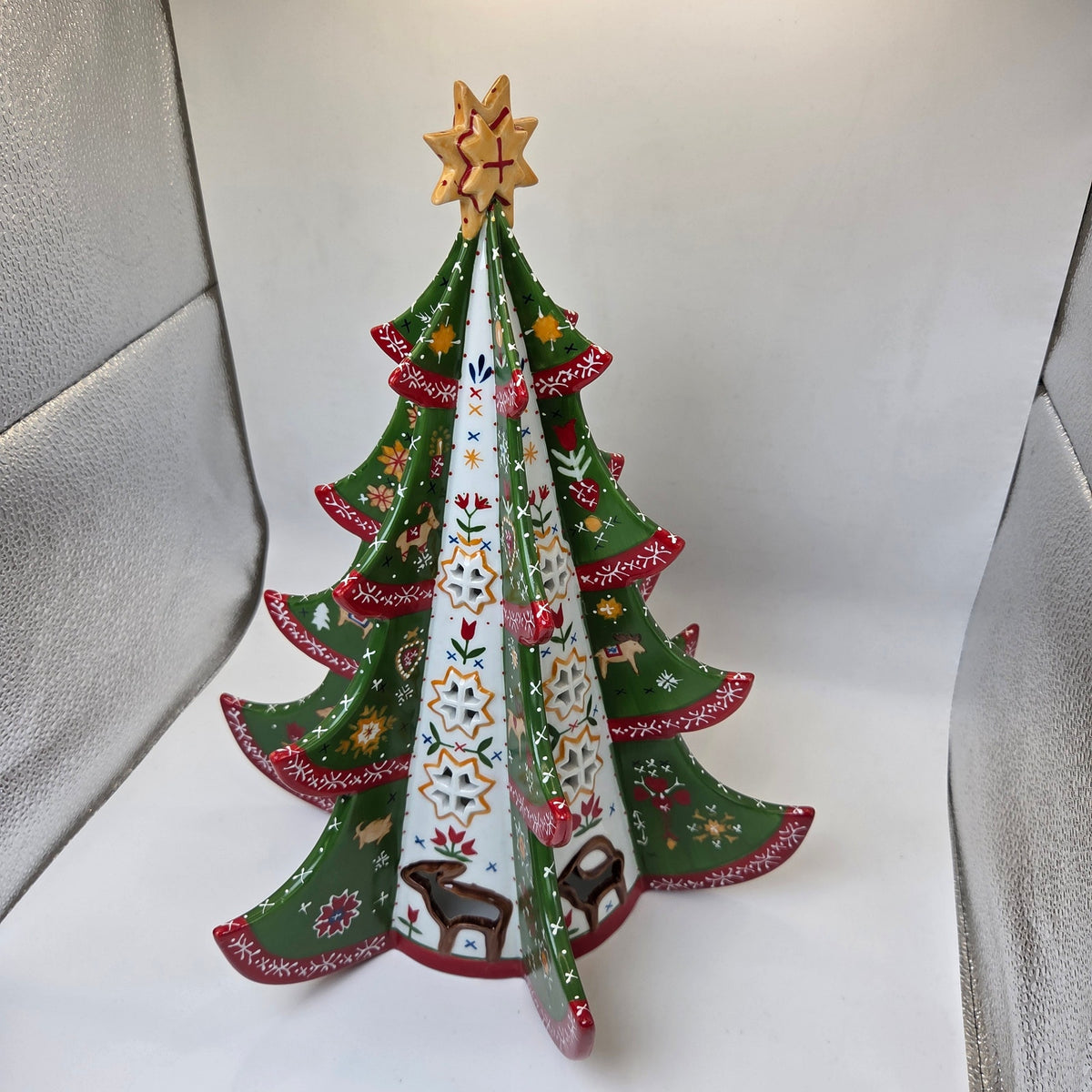 Villeroy & Boch 2004 Scandinavian Christmas Tree Tealight Holder Set Rare