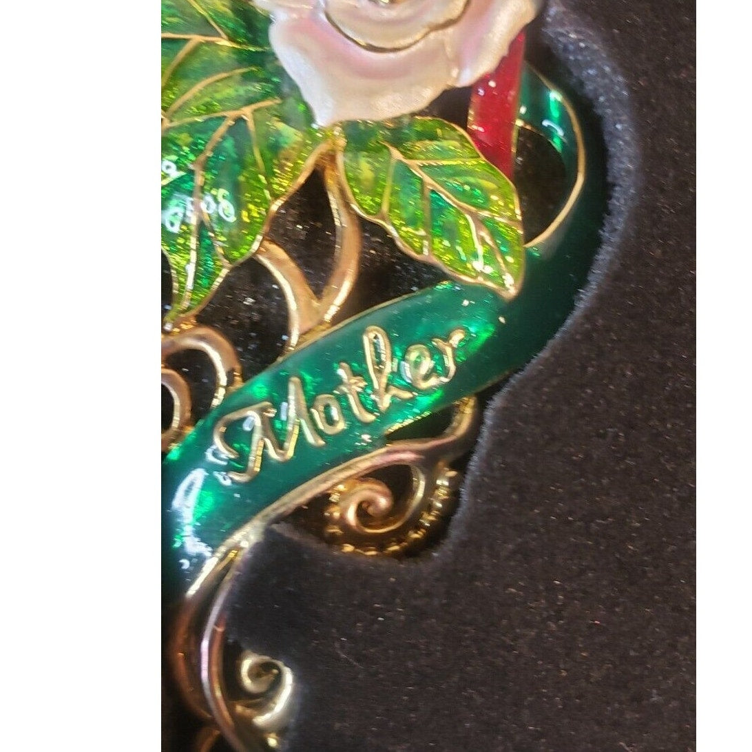 Enesco Treasure Tree Mother Ornament Rose Floral Enameled Boxed Gift