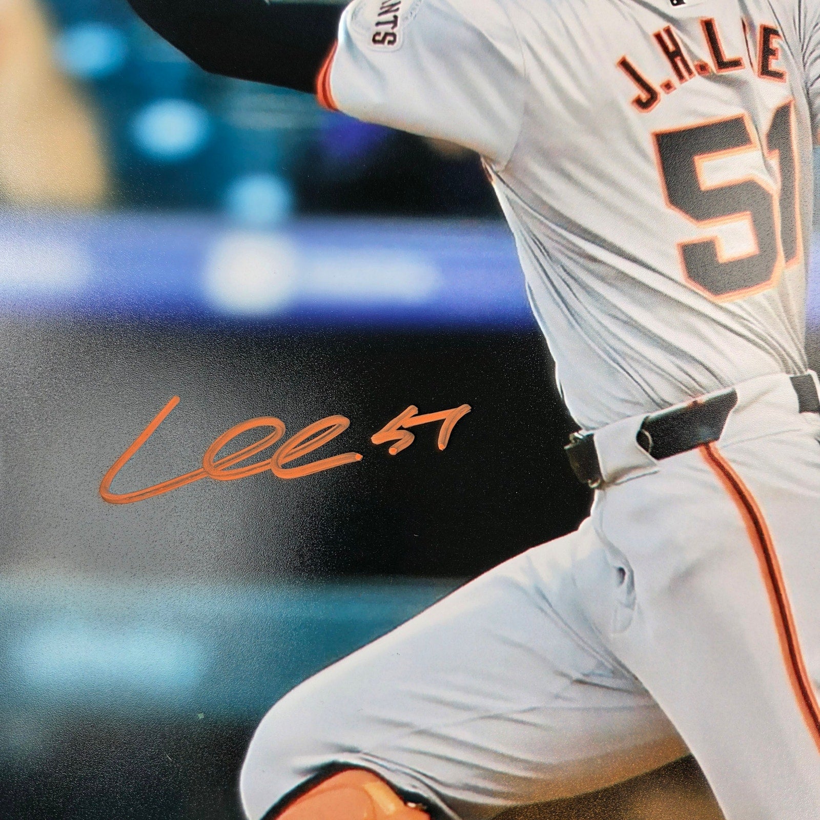 Jung Hoo Lee Signed Lee 51 16x20 San Francisco Giants Photo BAS Witness COA